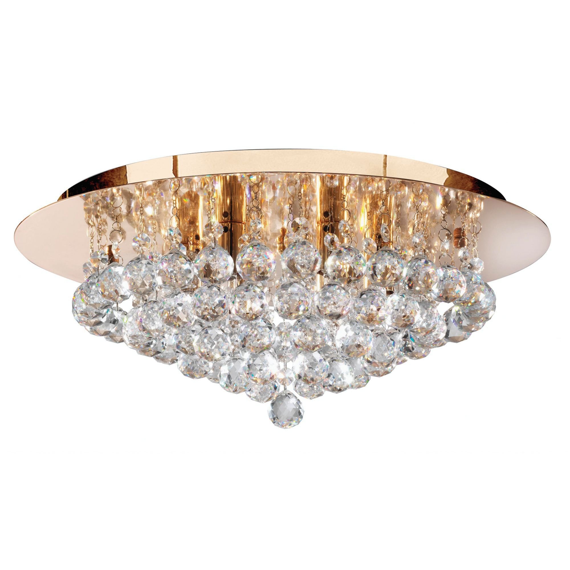 Searchlight Hampstead Gold 6 Light Semi-Flush Fitting With Clear Crystal Balls Fitting