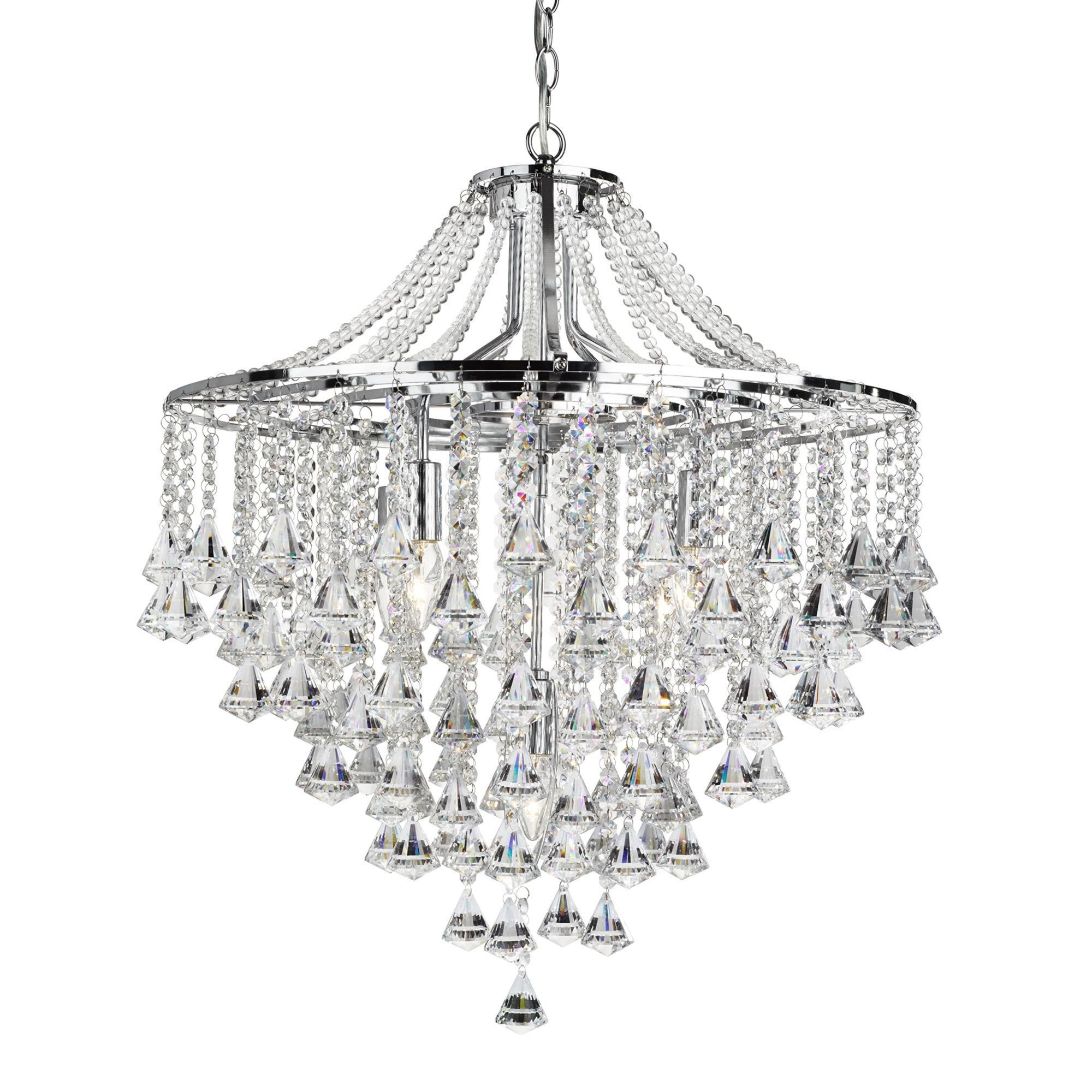Searchlight Dart 5 Light Pendant - Chrome & Clear Crystal