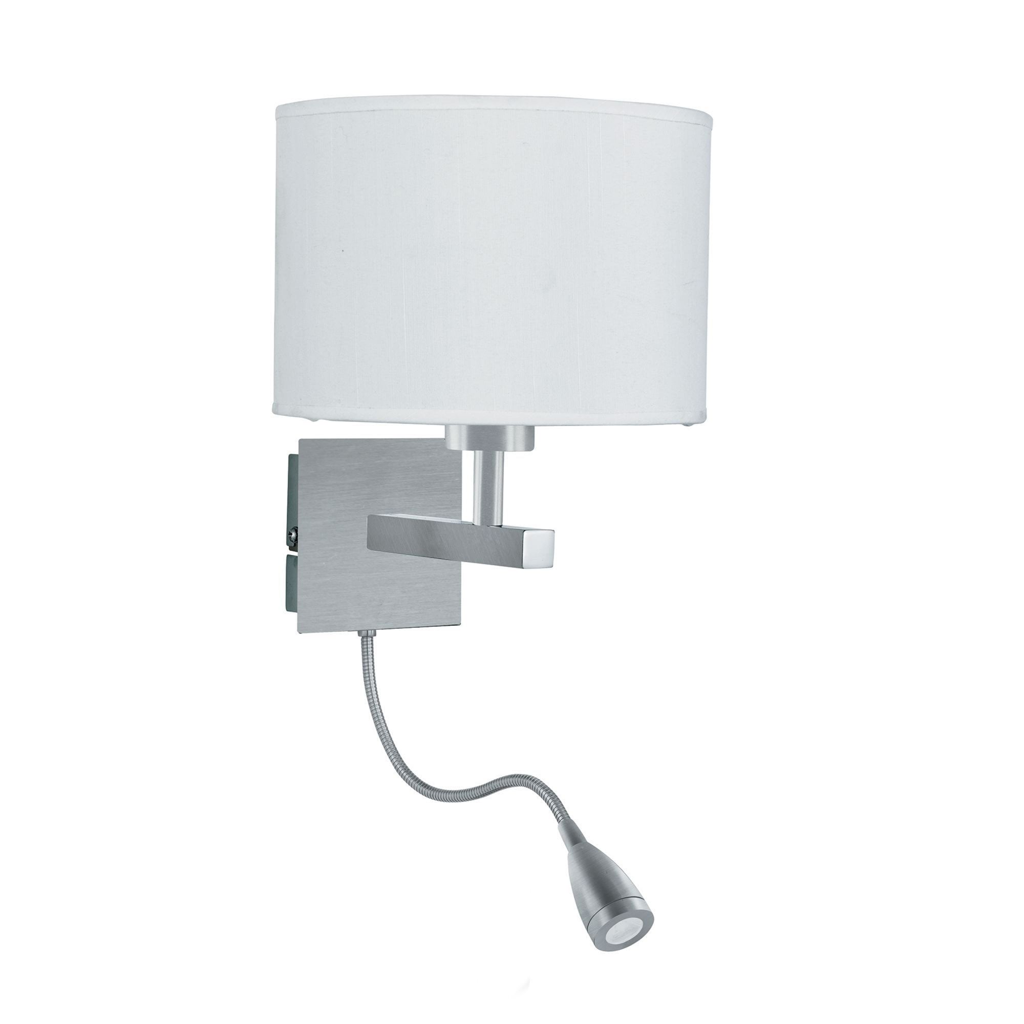 Searchlight Satin Silver Wall Light With White Shade Incorporating LED Flexi - Arm