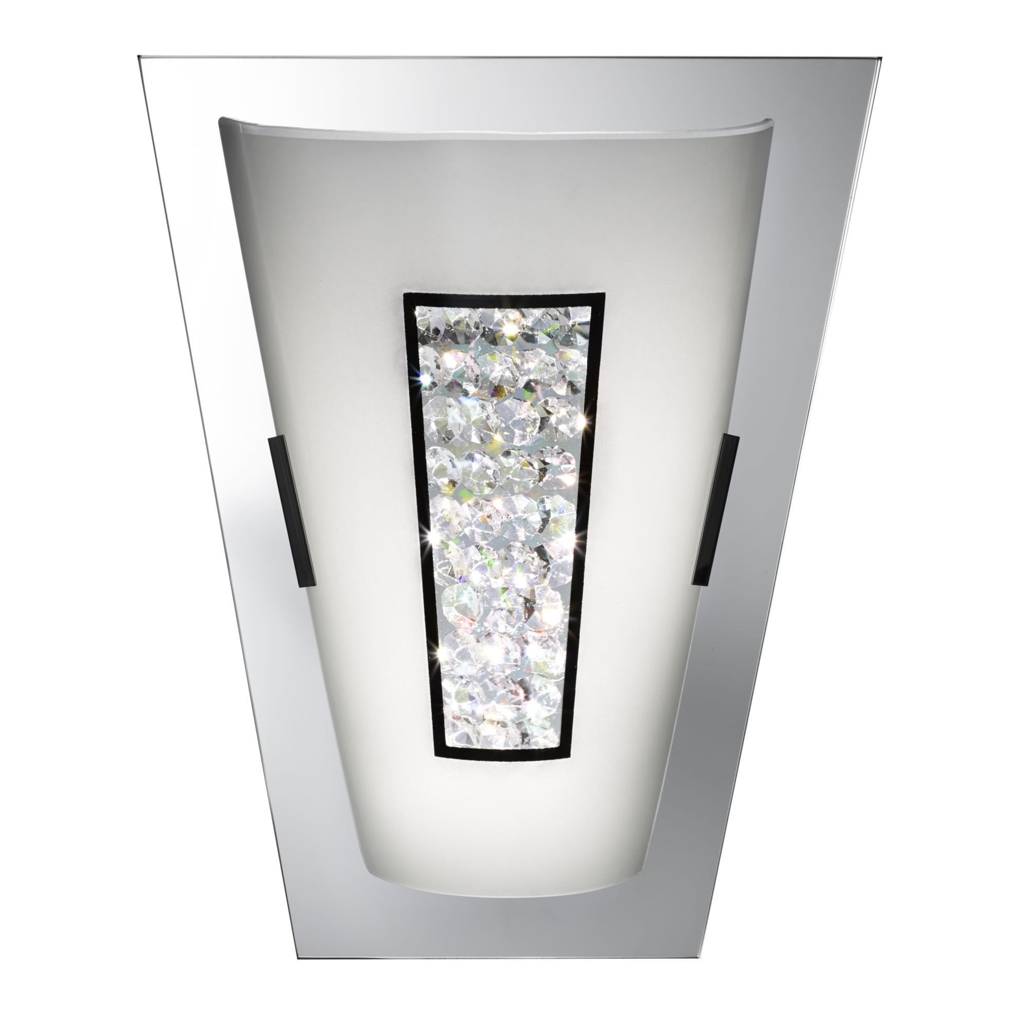 Searchlight Pim 16 LED IP44 Wall Light -  Chrome & Crystal Inner With White Glass Shade