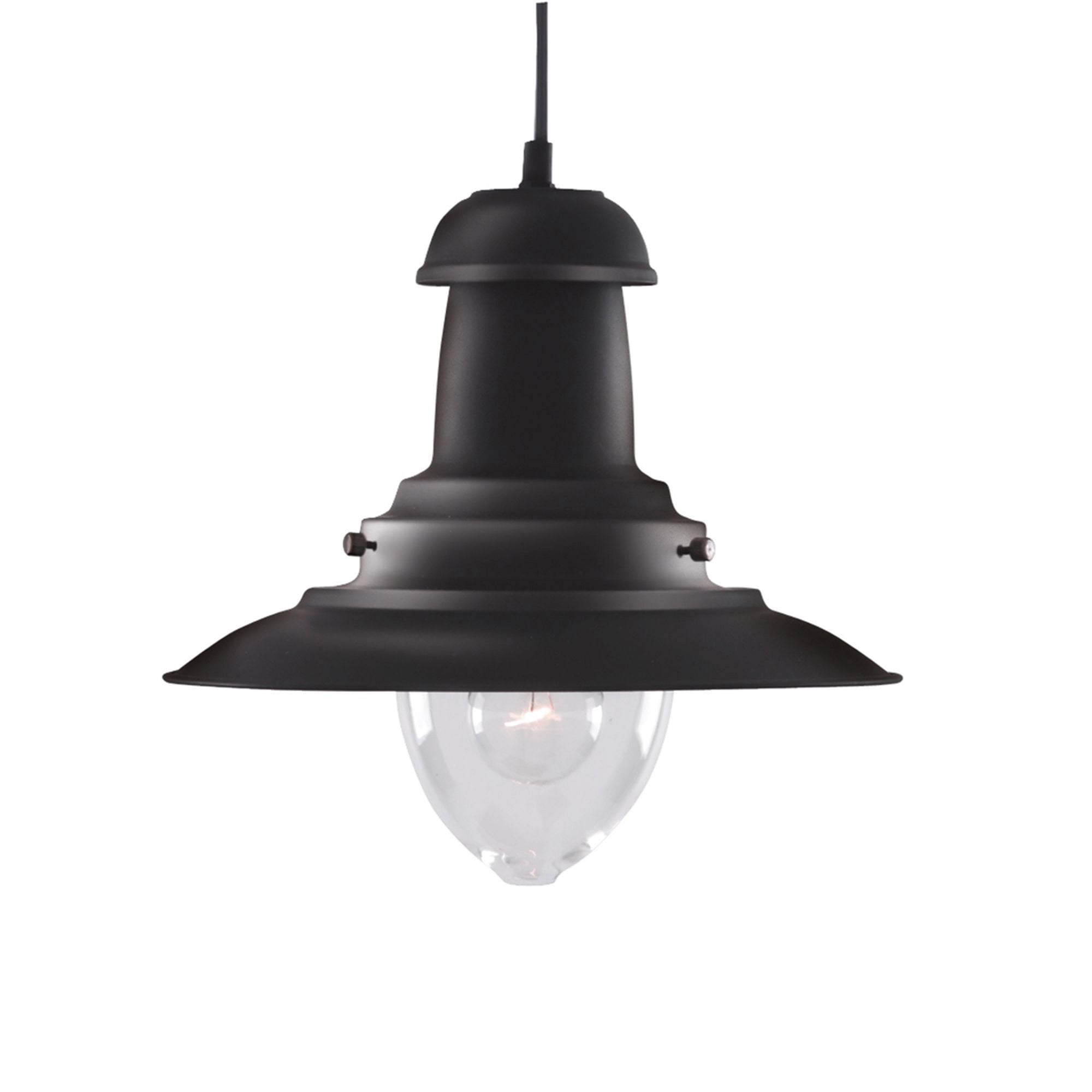 Searchlight Falkland Black Pendant Lantern With Clear Glass Shade