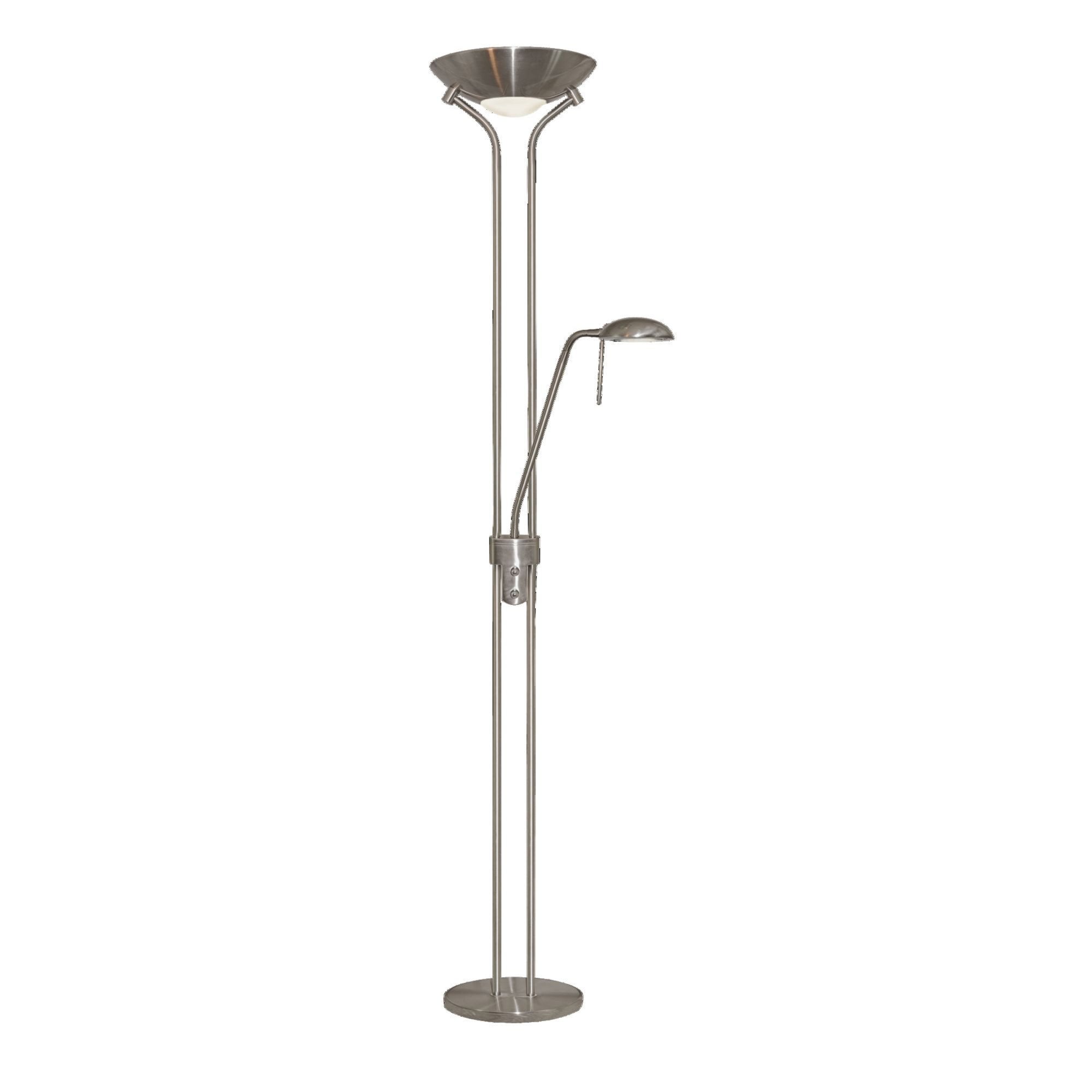 Searchlight Satin Silver Mother And Child Floor Lamp With Double Dimmer