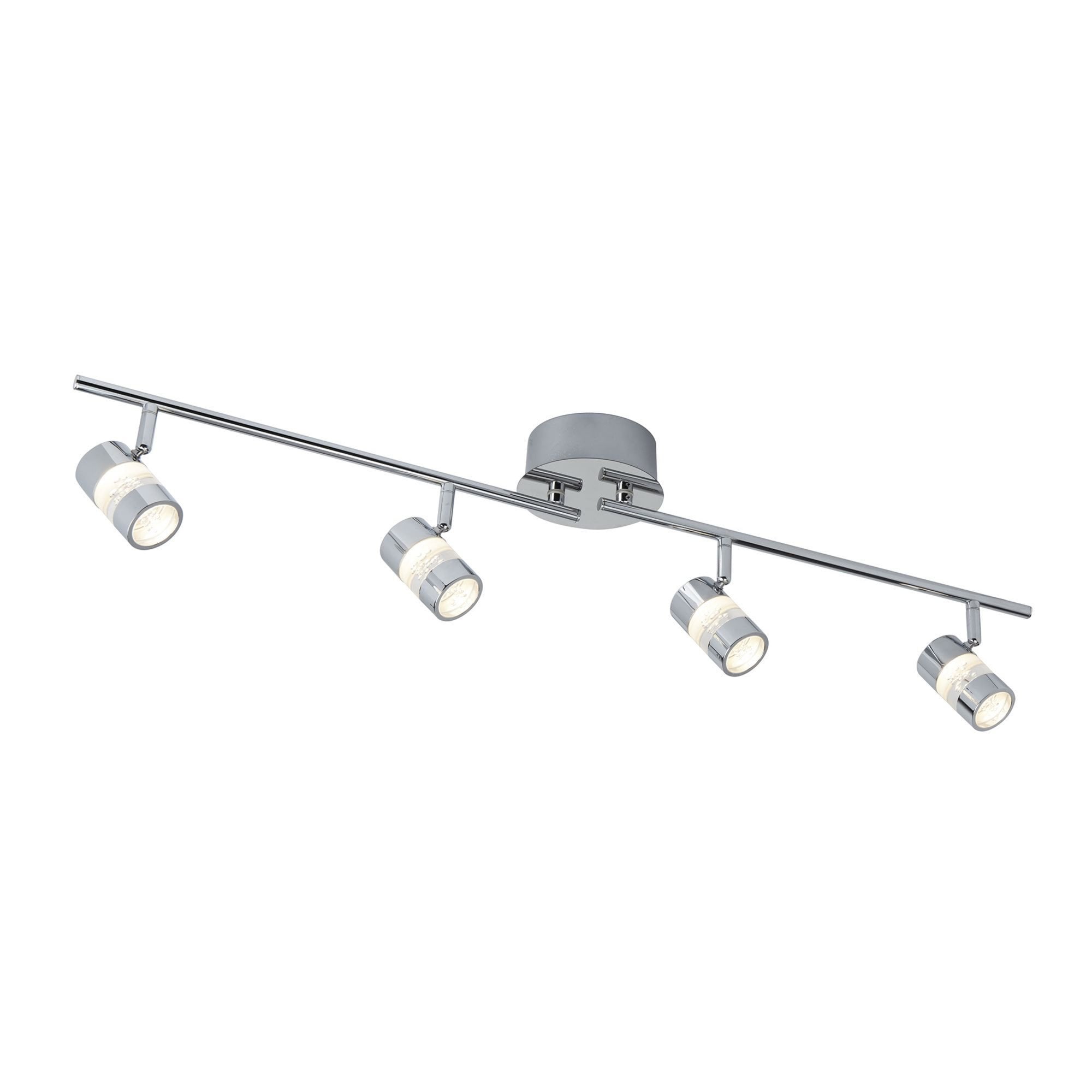 Searchlight Brookhill Effect IP44 LED 4 Light Bar Spot Chrome & Acrylic Shade