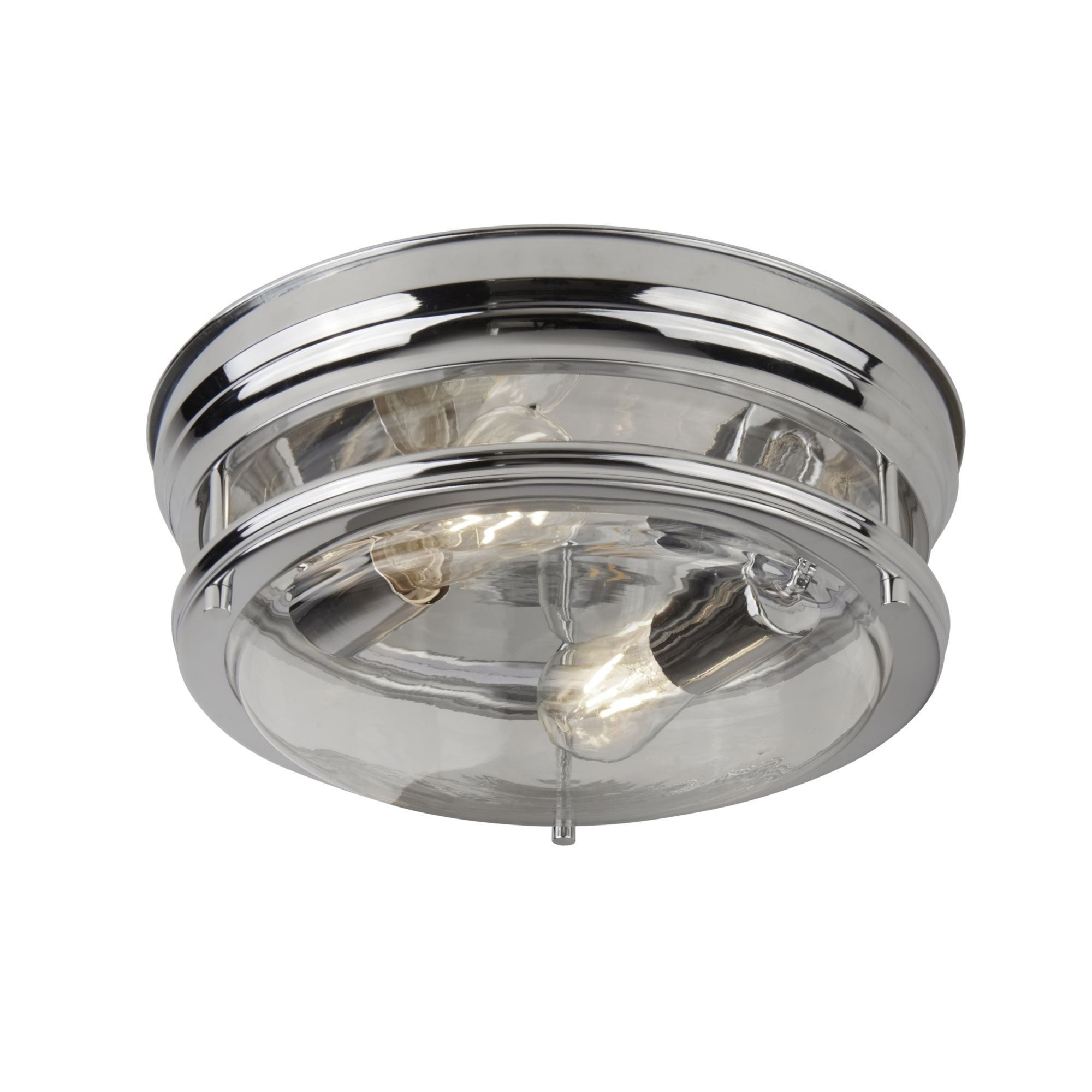 Searchlight Eastlake 2 Light Flush Fitting Chrome With Clear Glass IP44