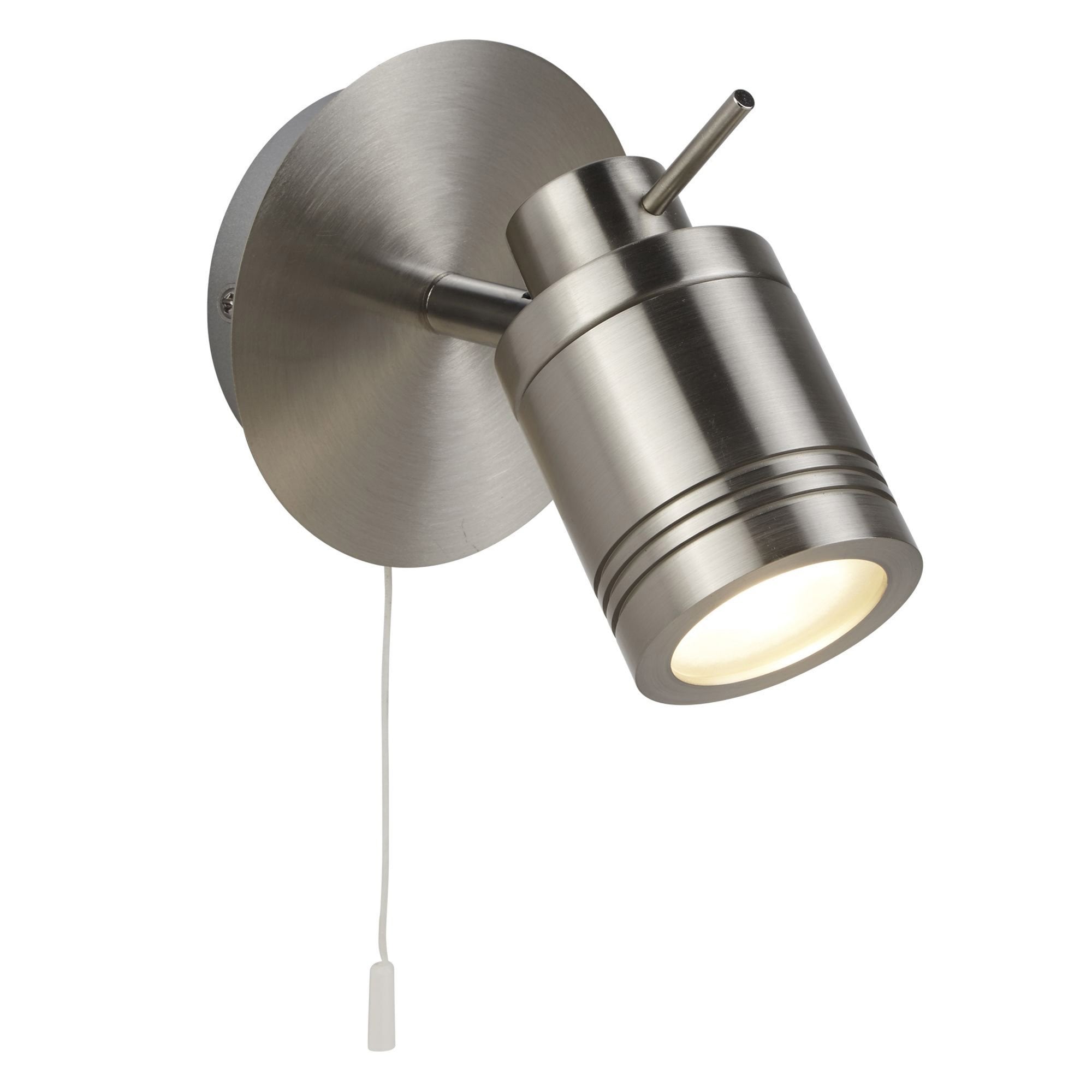 Searchlight Saker Single IP44 Bathroom Spot Wall Bracket, Satin Silver