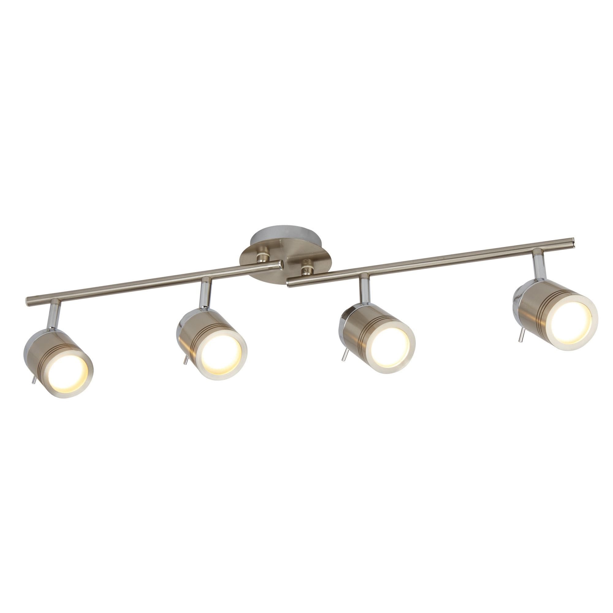 Searchlight Saker 4 Light IP44 Bathroom Spot Split - Bar, Satin Silver