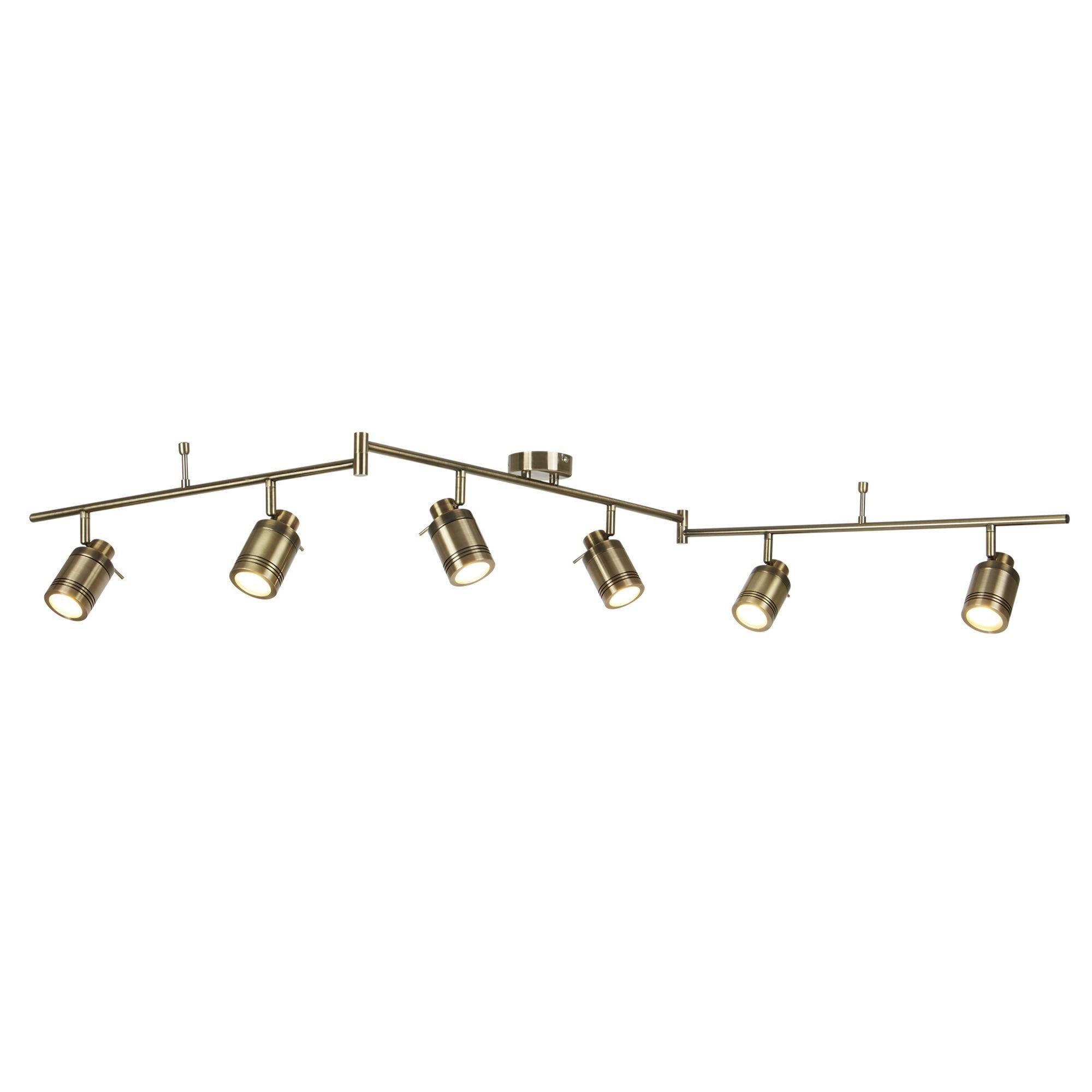 Searchlight Saker 6 Light IP44 Bathroom Spot Split - Bar, Antique Brass