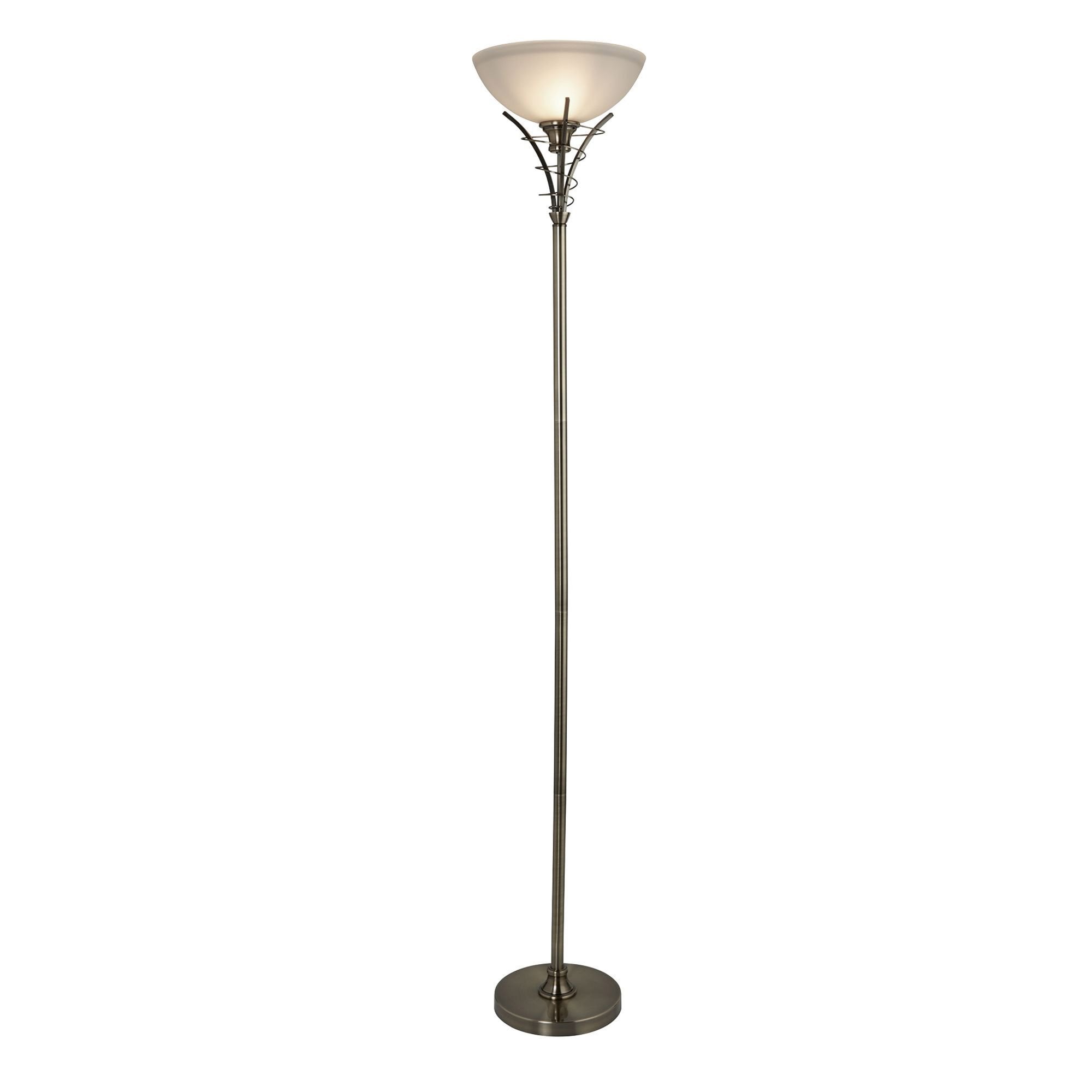 Searchlight Langrove Antique Brass Floor Lamp With Twist Centre & Dome Opal Glass
