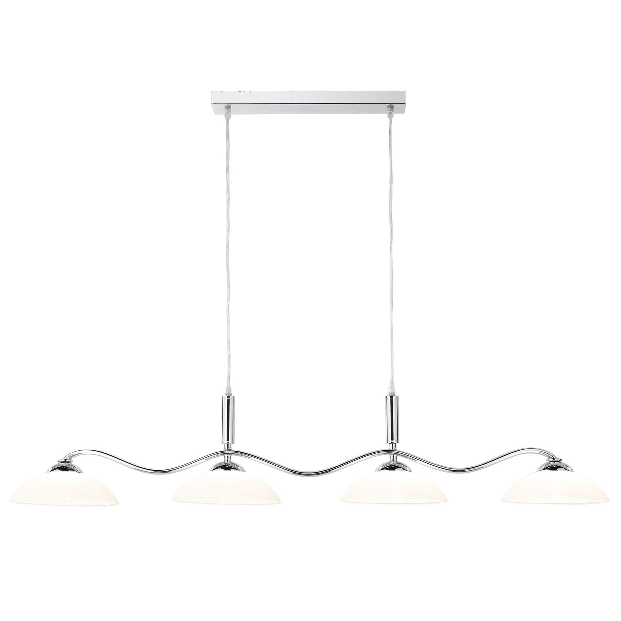 Searchlight Chrome 4 Light Bar Pendant With Frosted Glass Shades