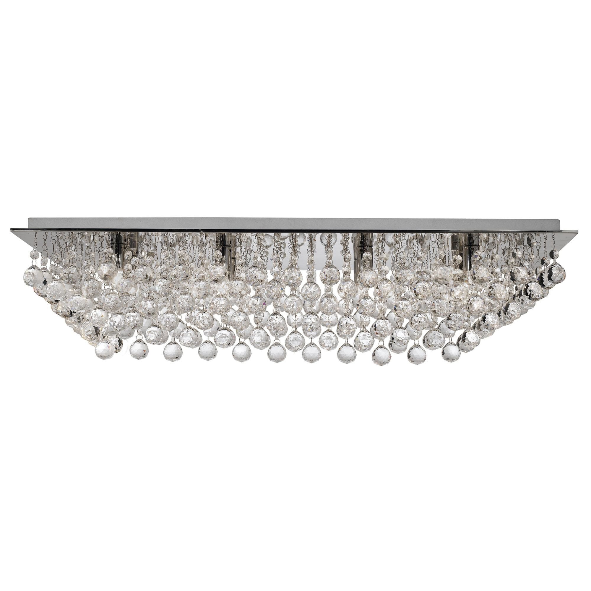 Searchlight Hampstead Chrome 8 Light Rectangular Semi-Flush With Clear Sparkling Crystal Balls