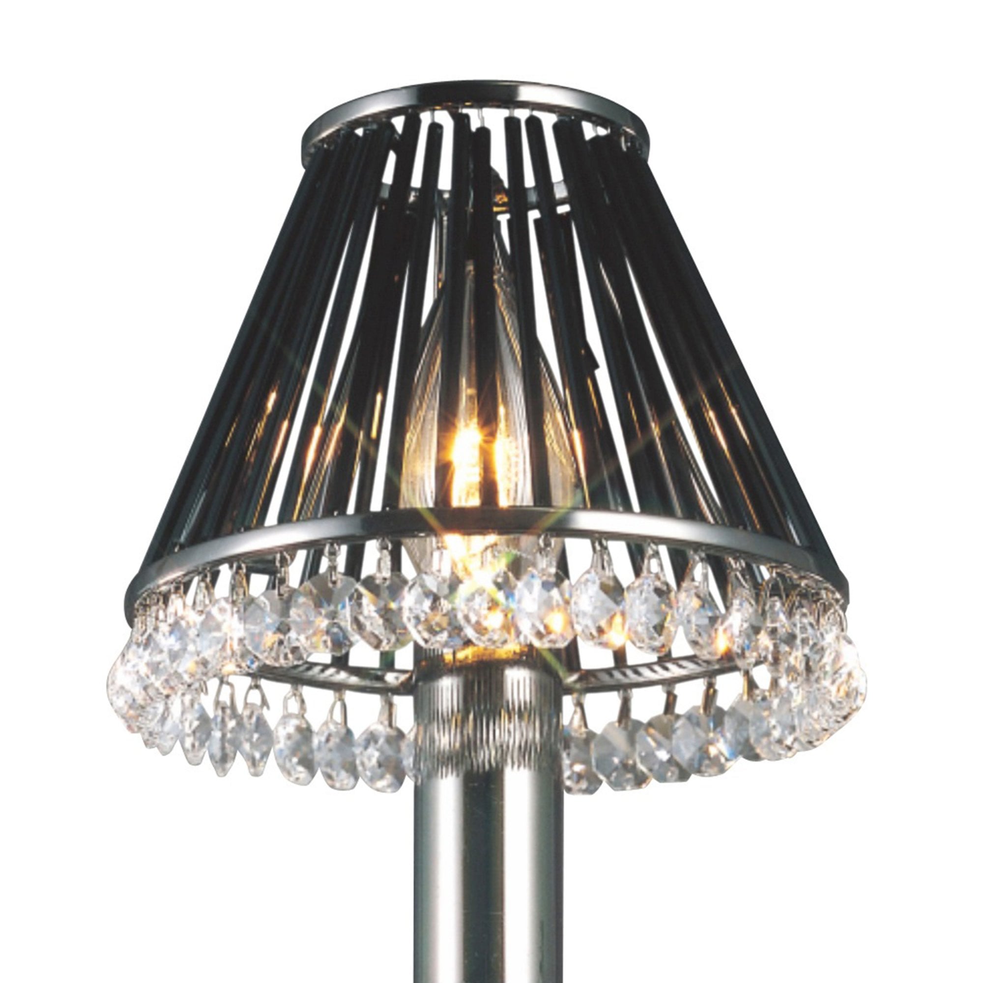 Diyas IL30900 Crystal Clip-On Shade - With Black Glass Rods Black Chrome/Crystal - 6.5/13cm - Shade Only