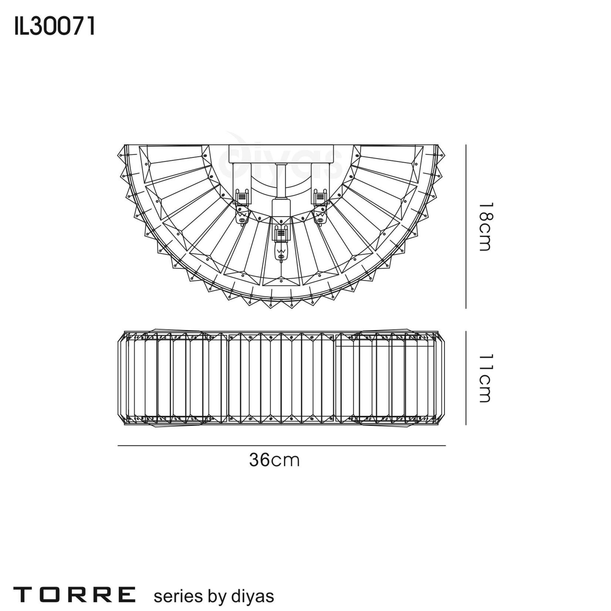 Diyas IL30071 Torre Wall Light 3 Light Polished Chrome/Crystal