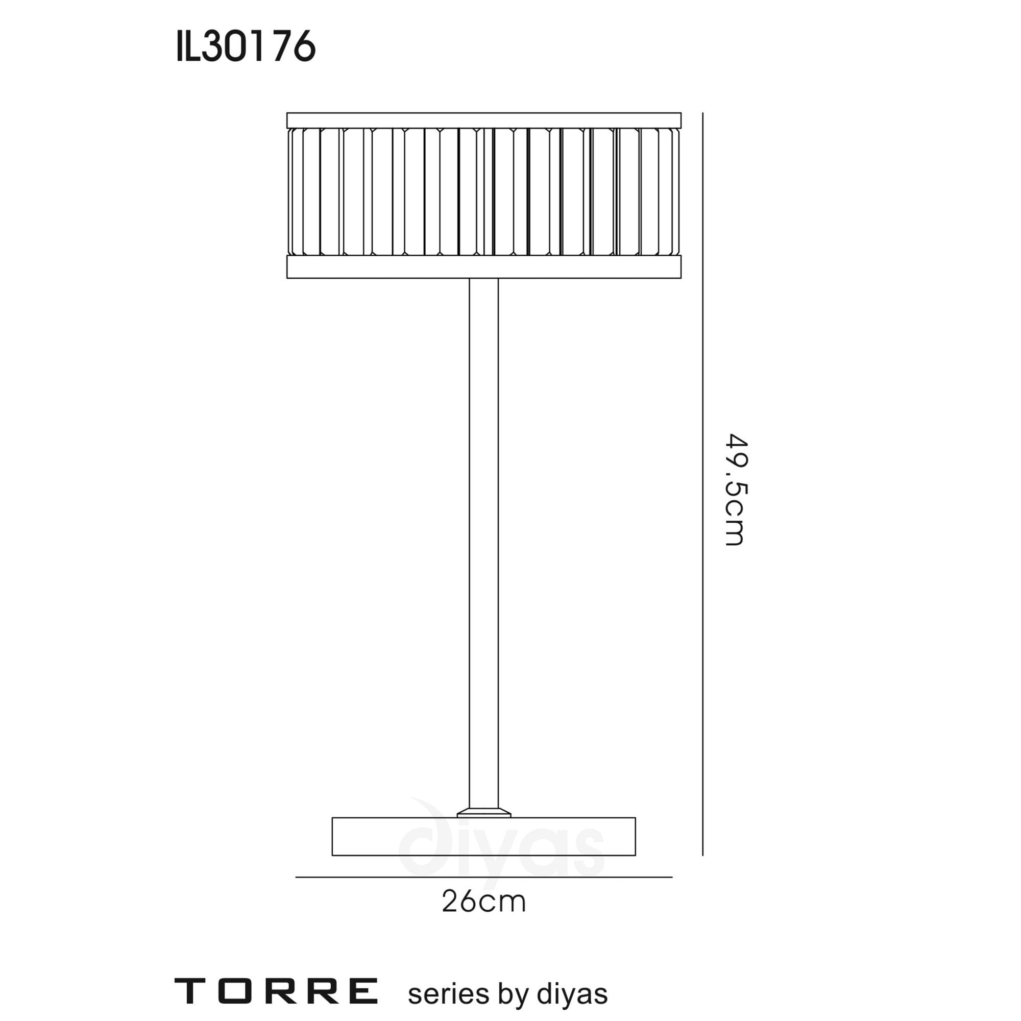 Diyas IL30176 Torre Table Lamp 3 Light Polished Chrome/Crystal