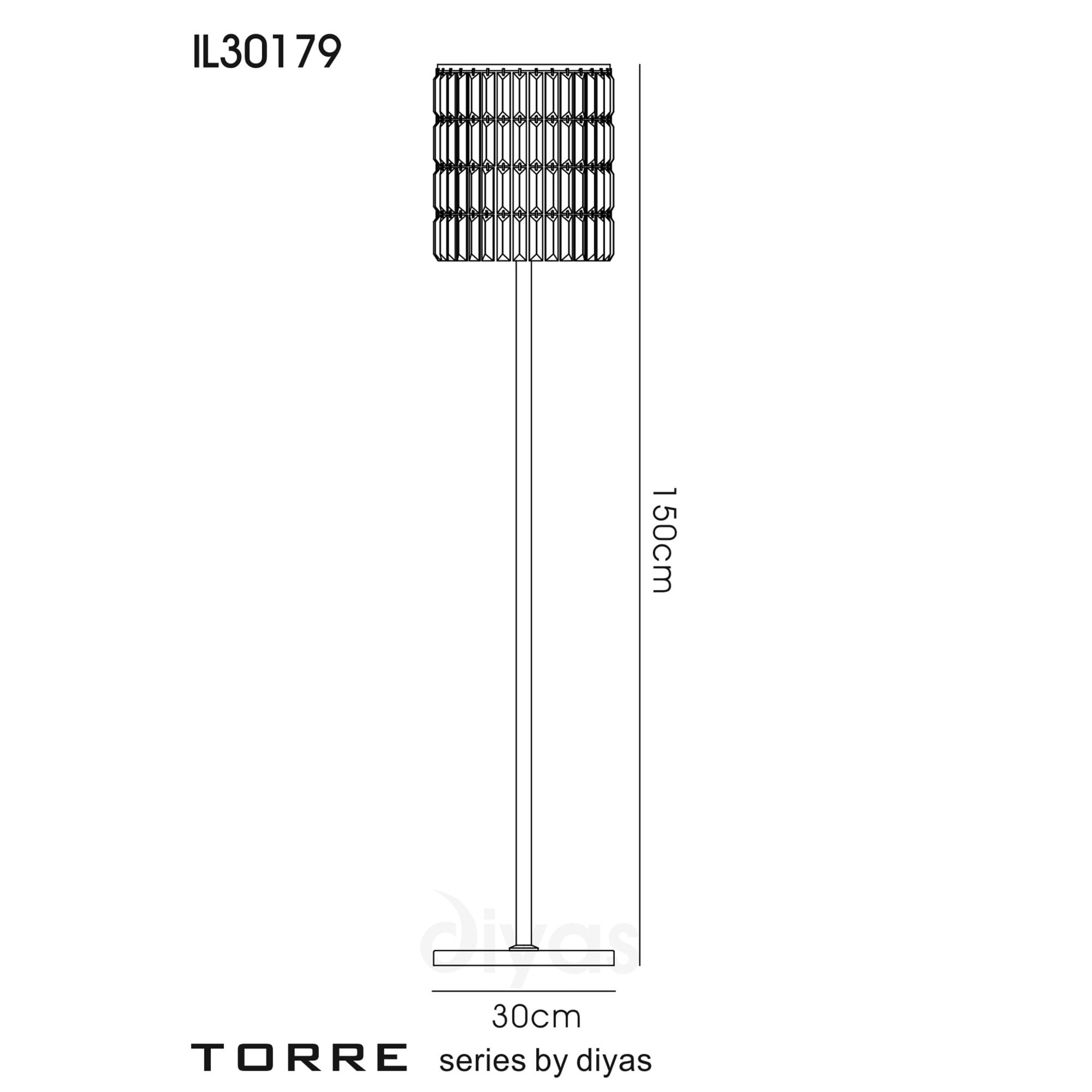 Diyas IL30179 Torre Crystal Curtain Floor Lamp 5 Light Polished Chrome