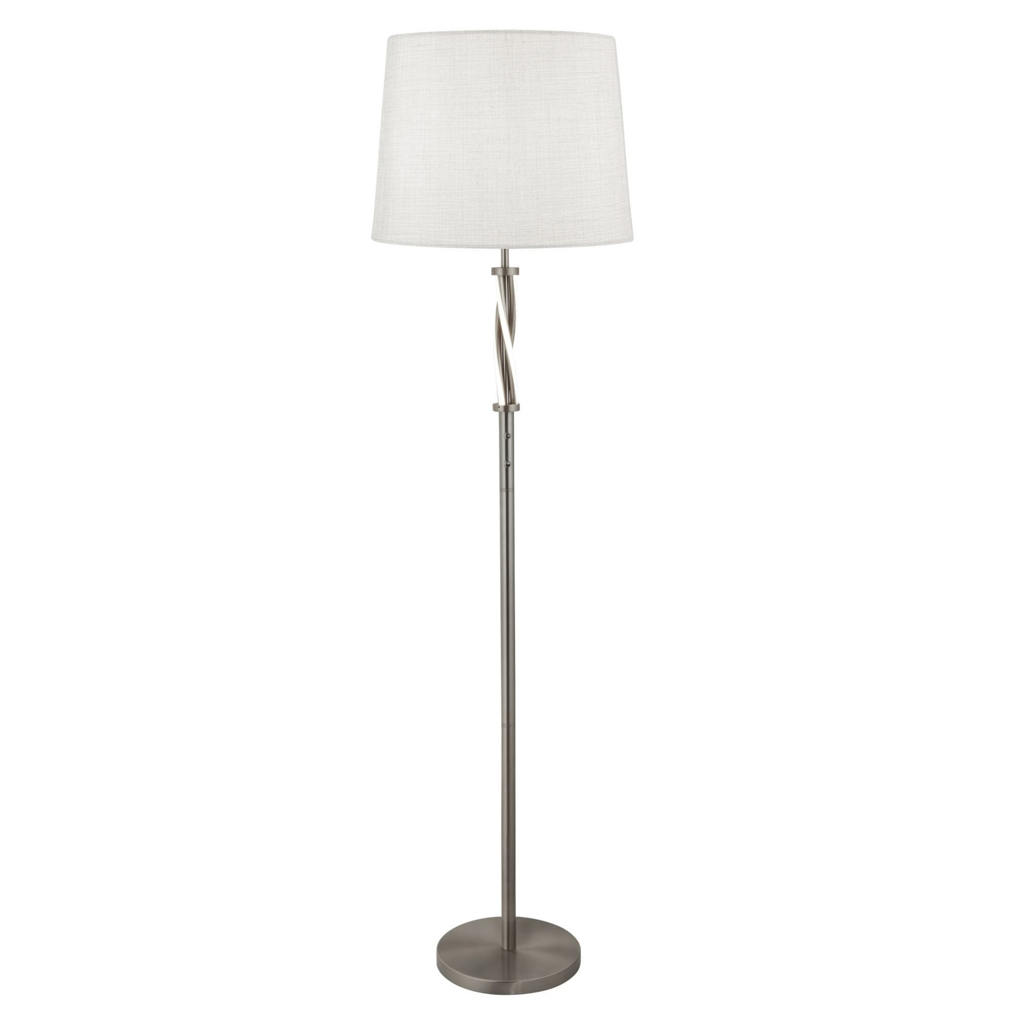 Searchlight Vauxhall Single Floor Lamp, Satin Silver, White, Grey