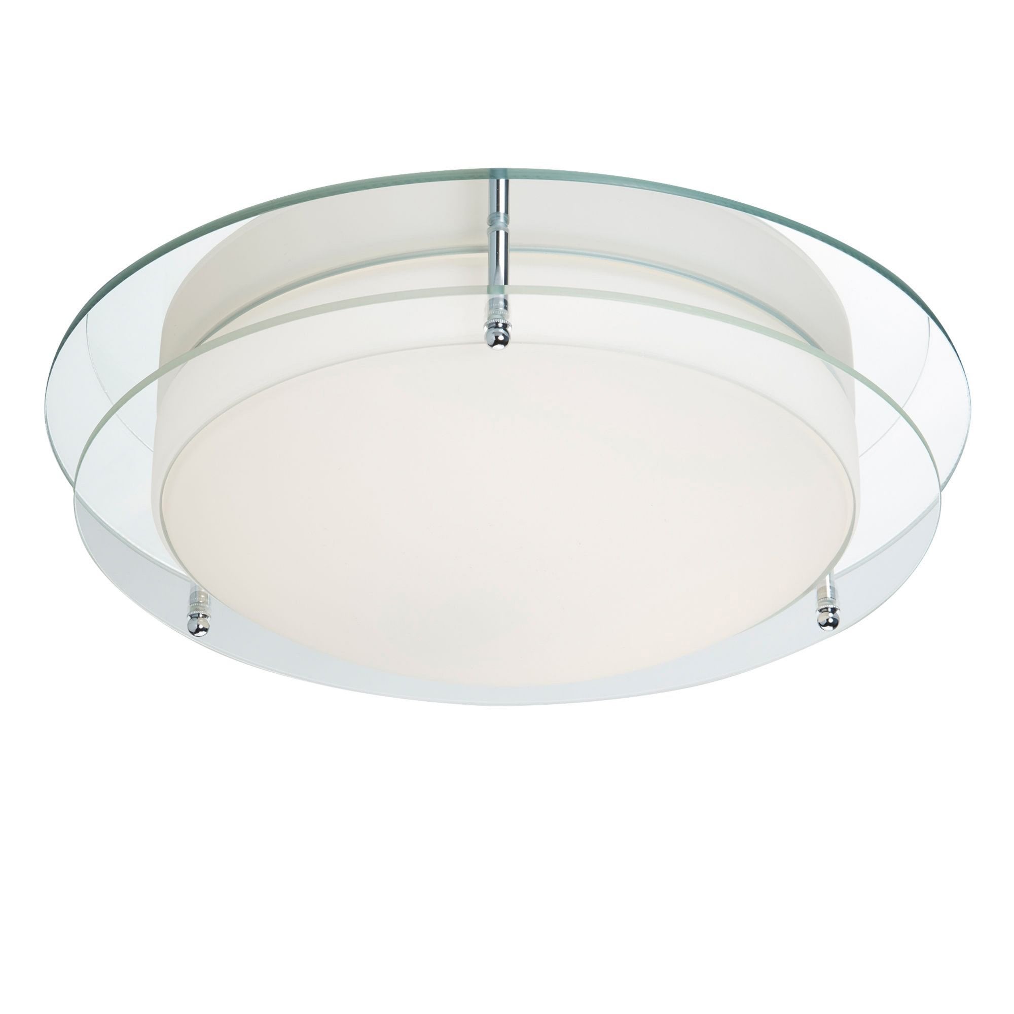 Searchlight Langham LED Bathroom Flush - Chrome, Mirror & Opal Glass - IP44