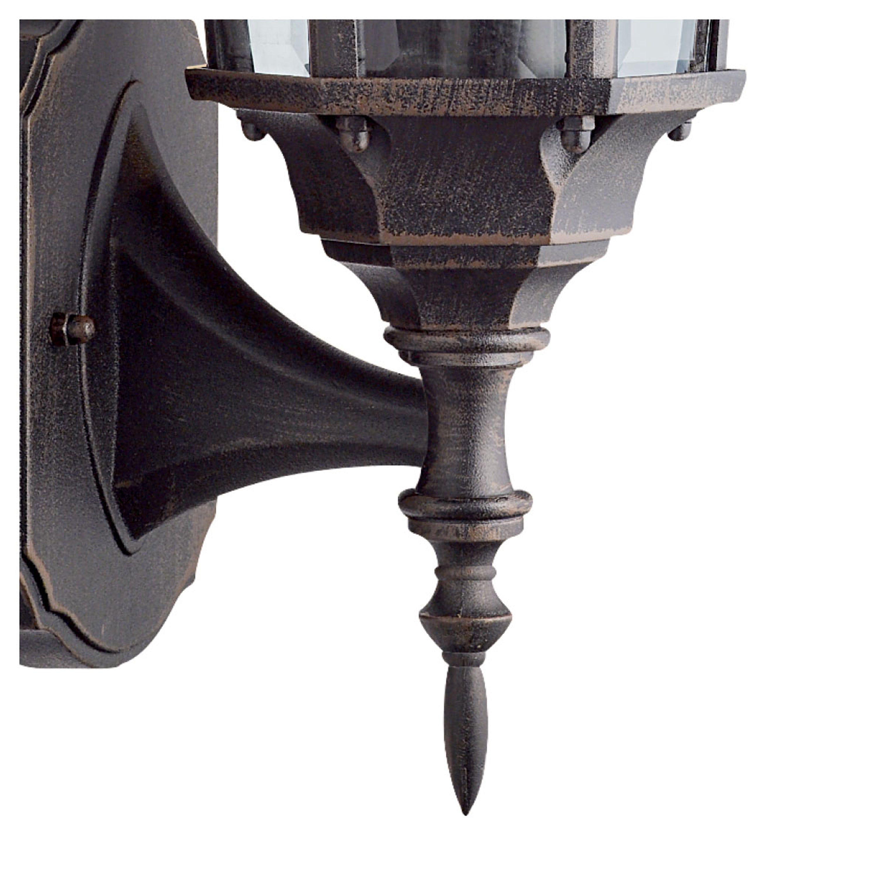 Searchlight Cairns Outdoor Up Wall Light - Rustic Brown & Glass - IP44