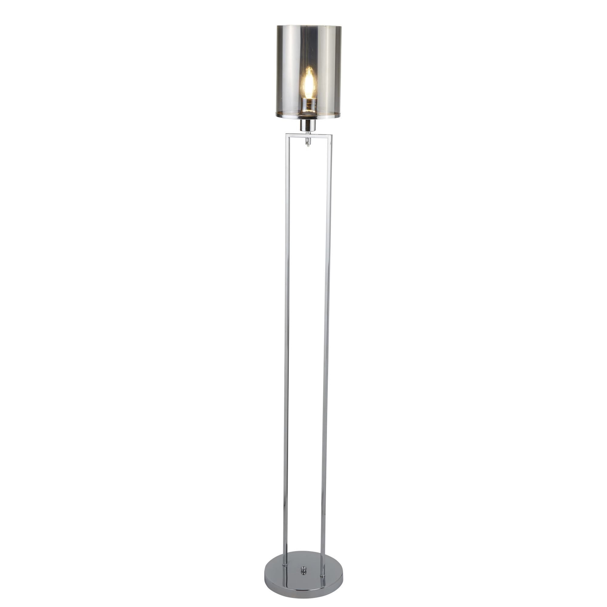 Searchlight Callow Floor Lamp - Chrome & Smoked Glass Shades