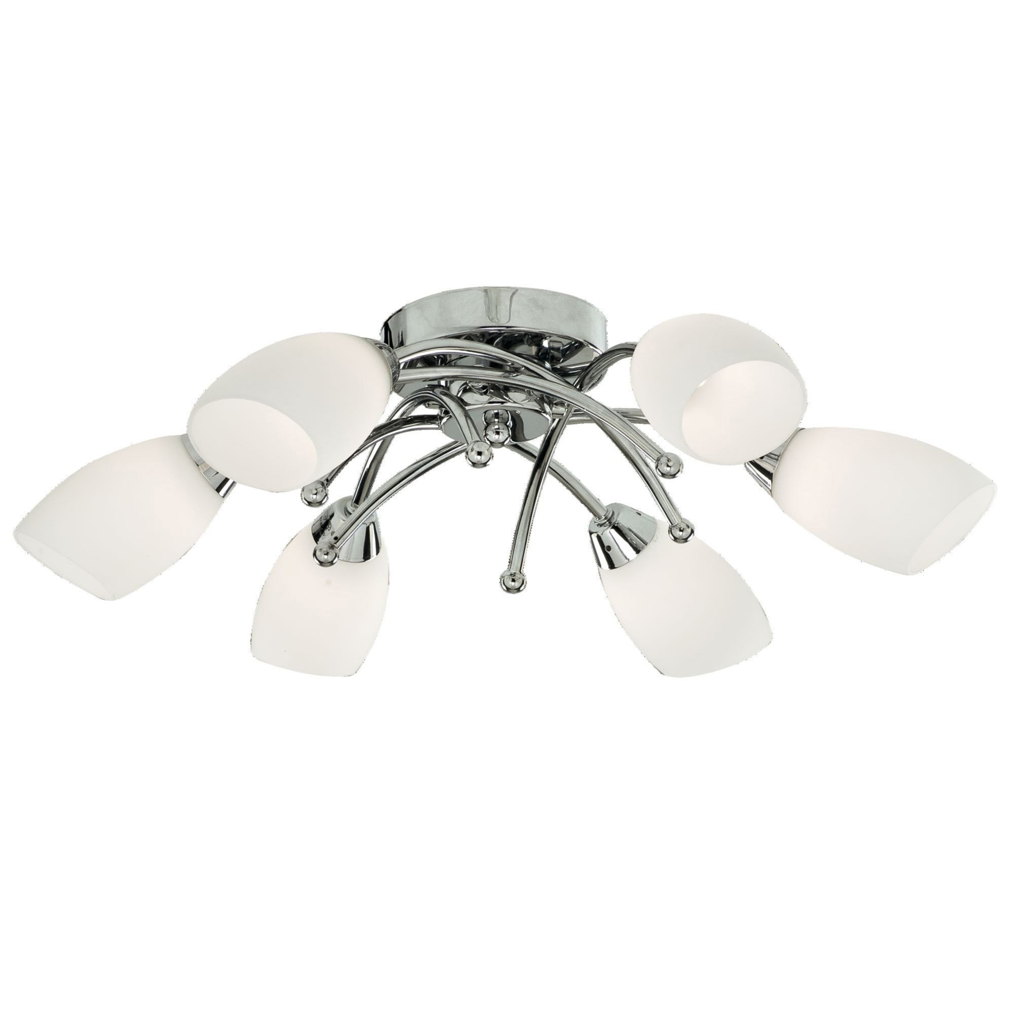 Searchlight Oakfield 6 Light Chrome Flush With Opal Glass