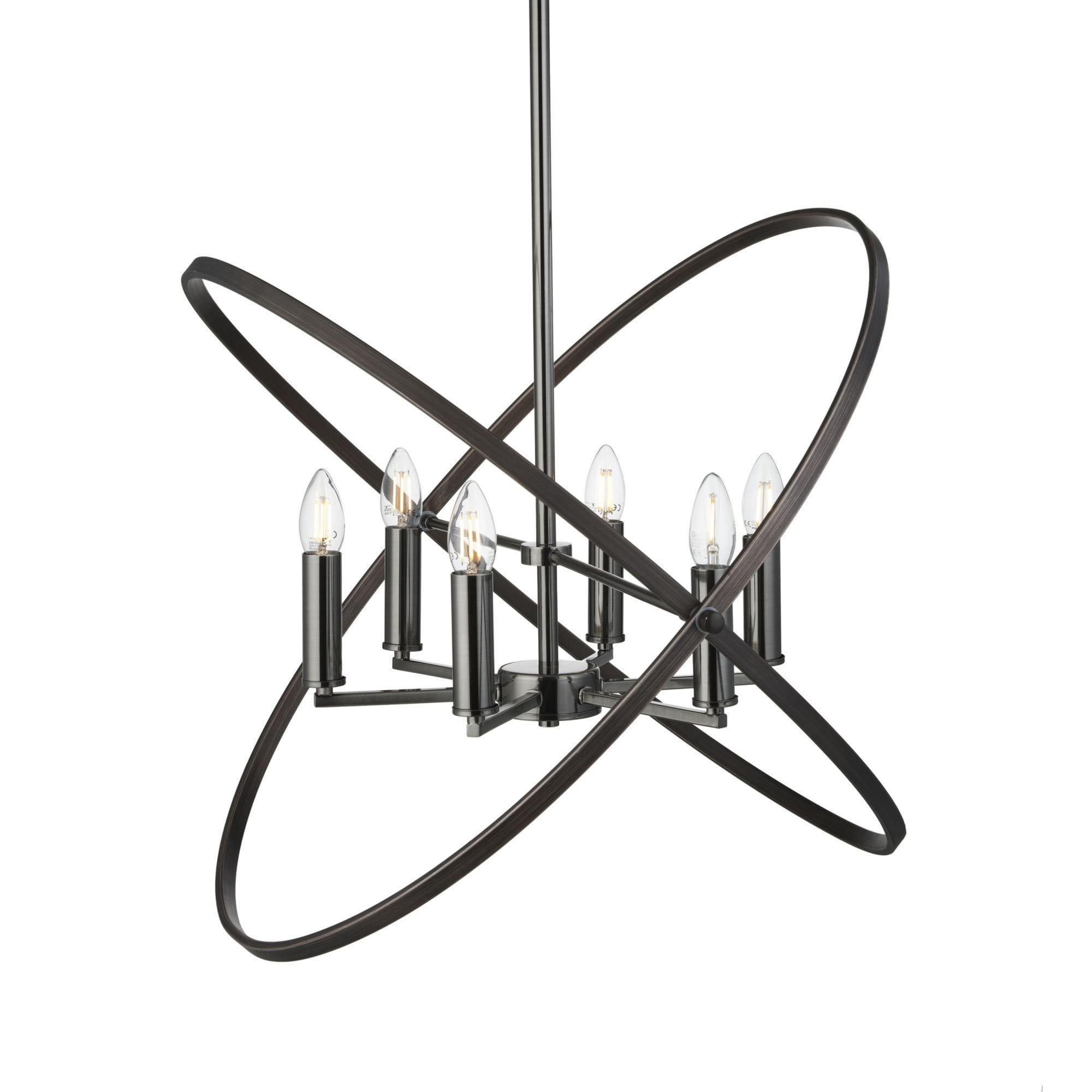 Searchlight Harding 6 Light Pendant, Pewter