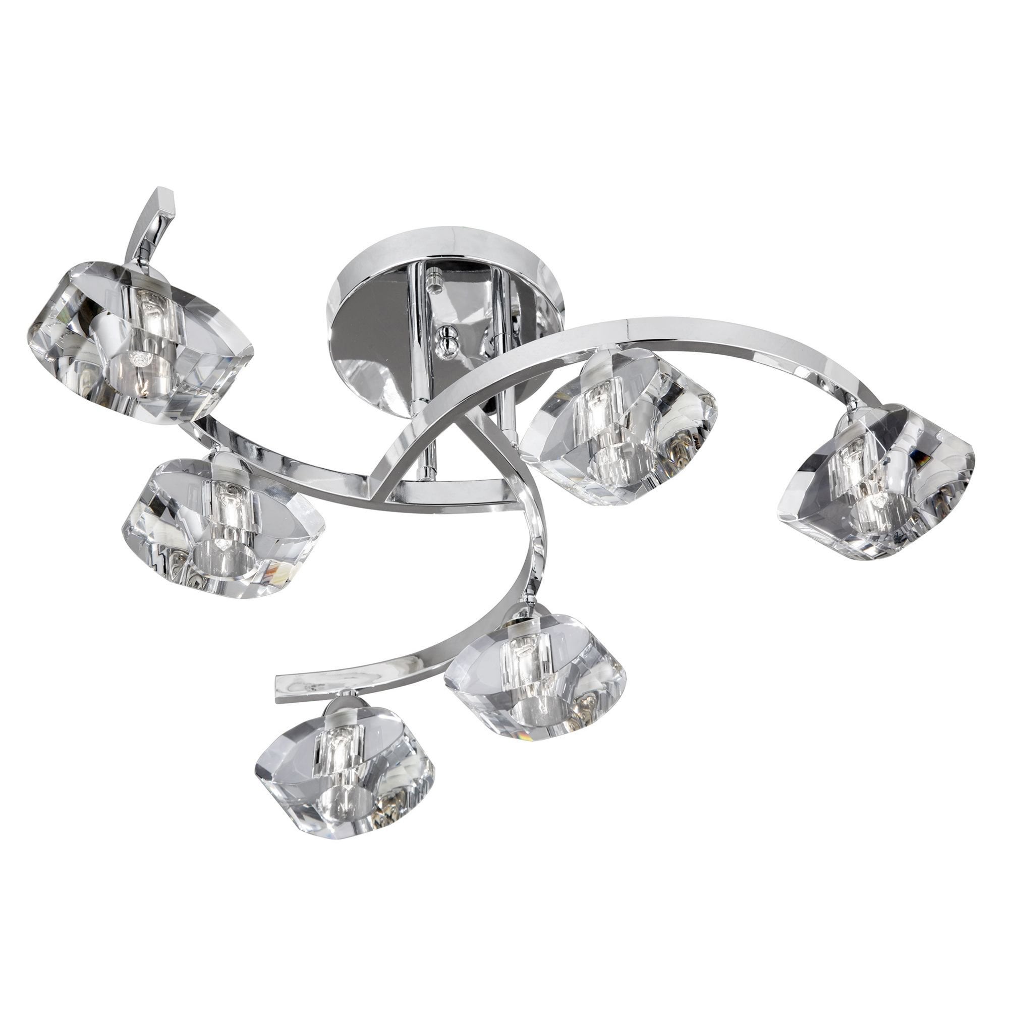Searchlight Selborne Chrome 6 Light Curved Semi-Flush Fitting With Clear Glass