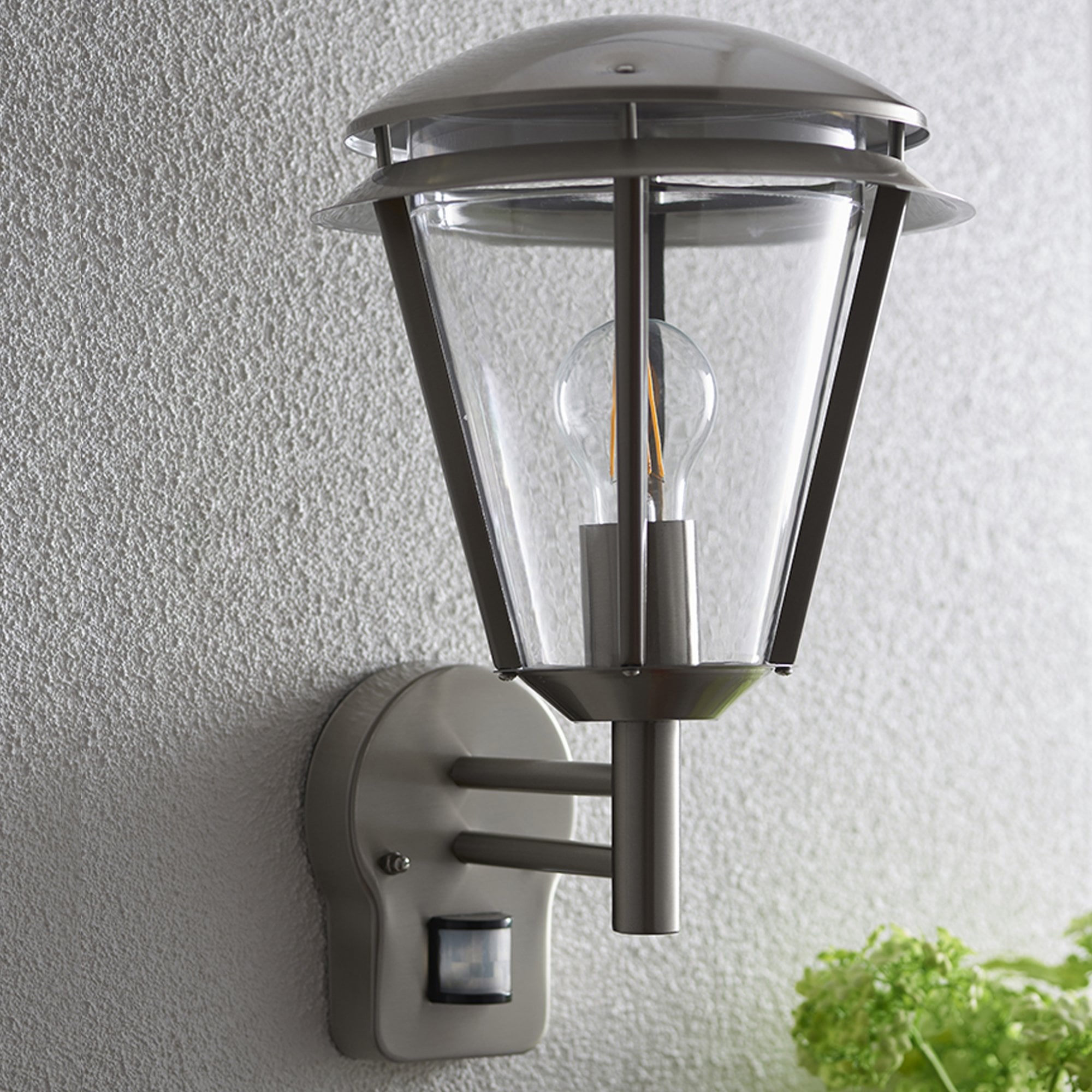 Saxby Inova PIR Single Light Wall Fitting IP44 - Brushed Stainless Steel