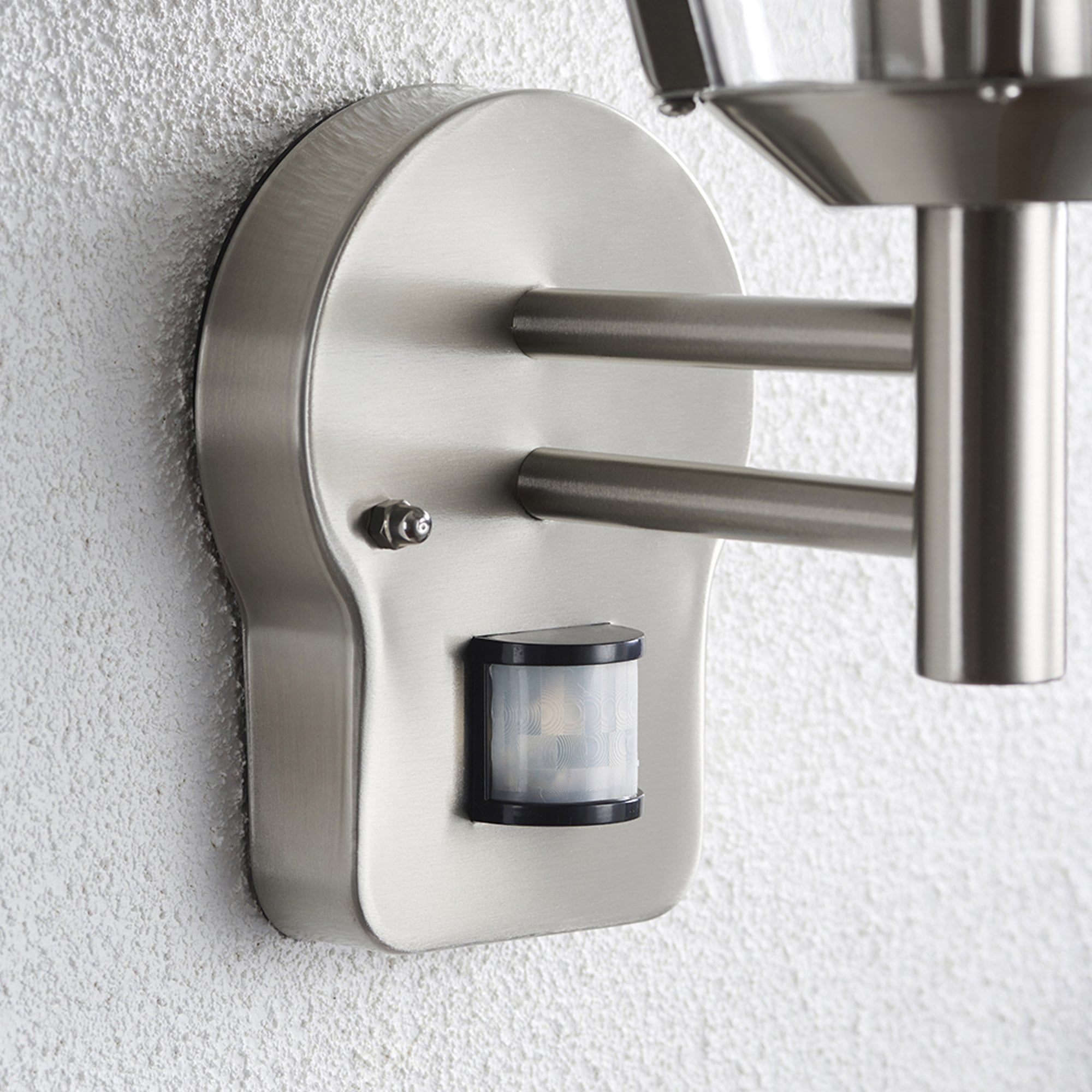 Saxby Inova PIR Single Light Wall Fitting IP44 - Brushed Stainless Steel