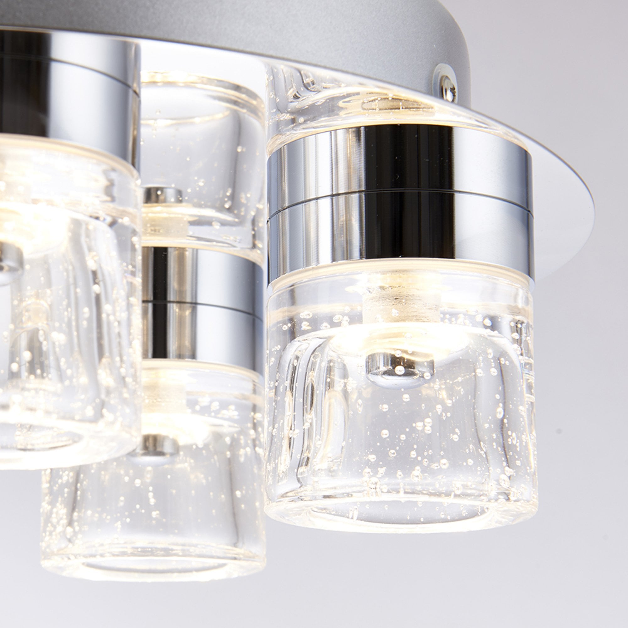 Endon Imperial 5 Light Flush Fitting - Chrome Plate & Clear Bubble Glass