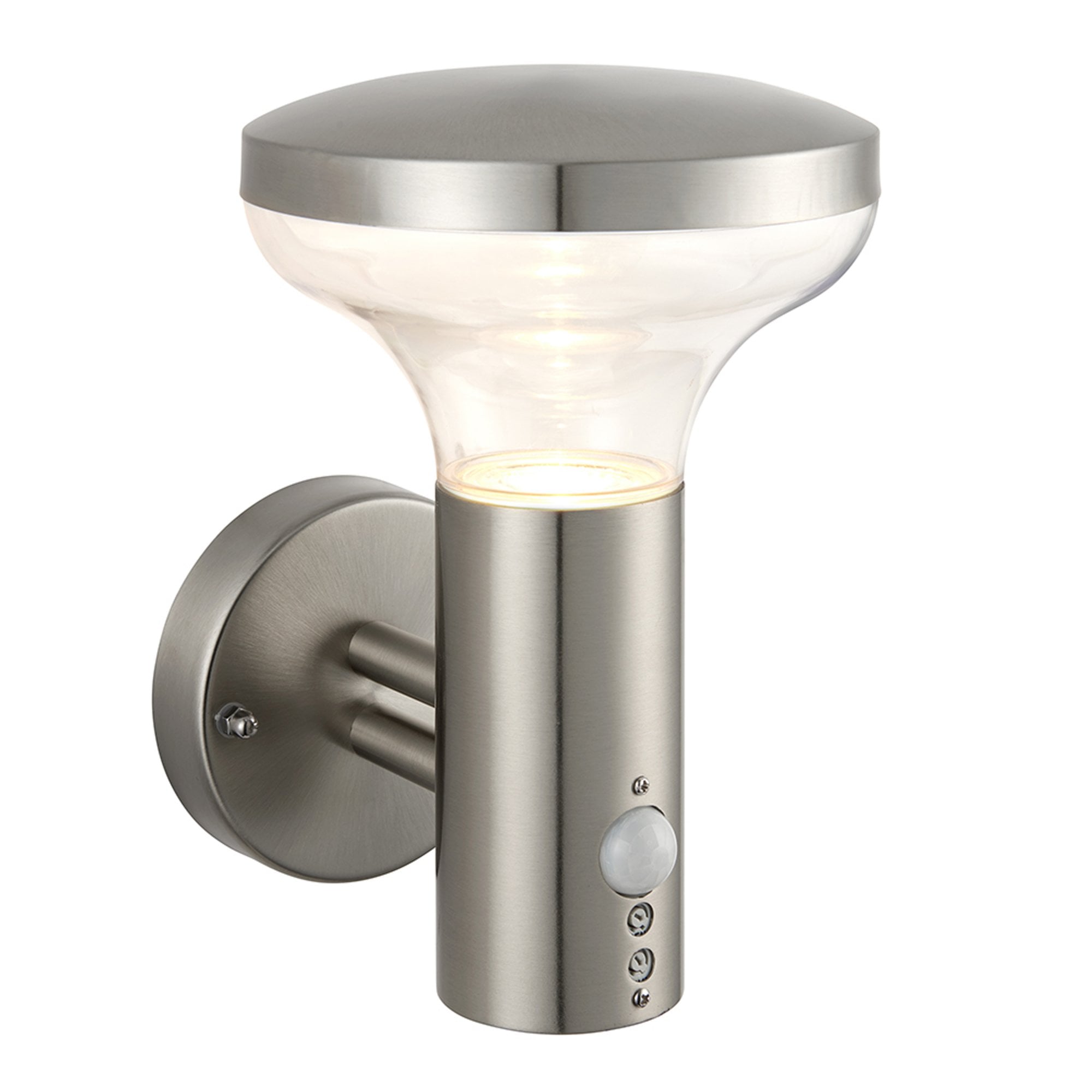 Saxby Roko PIR Single Light Wall Fitting IP44 - Marine Grade Brushed Stainless Steel