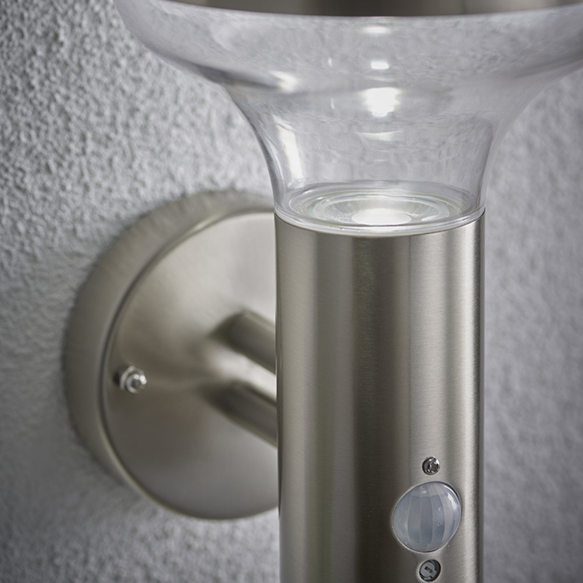 Saxby Roko PIR Single Light Wall Fitting IP44 - Marine Grade Brushed Stainless Steel