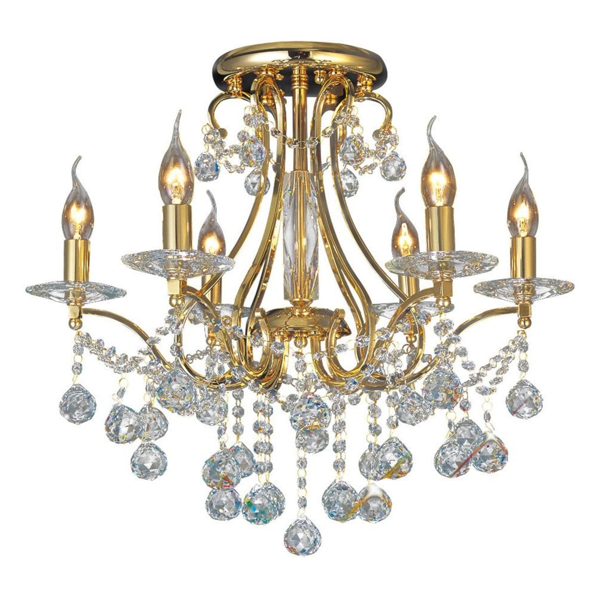 Diyas IL30216/BI Bianco Ceiling 6 Light French Gold/Crystal
