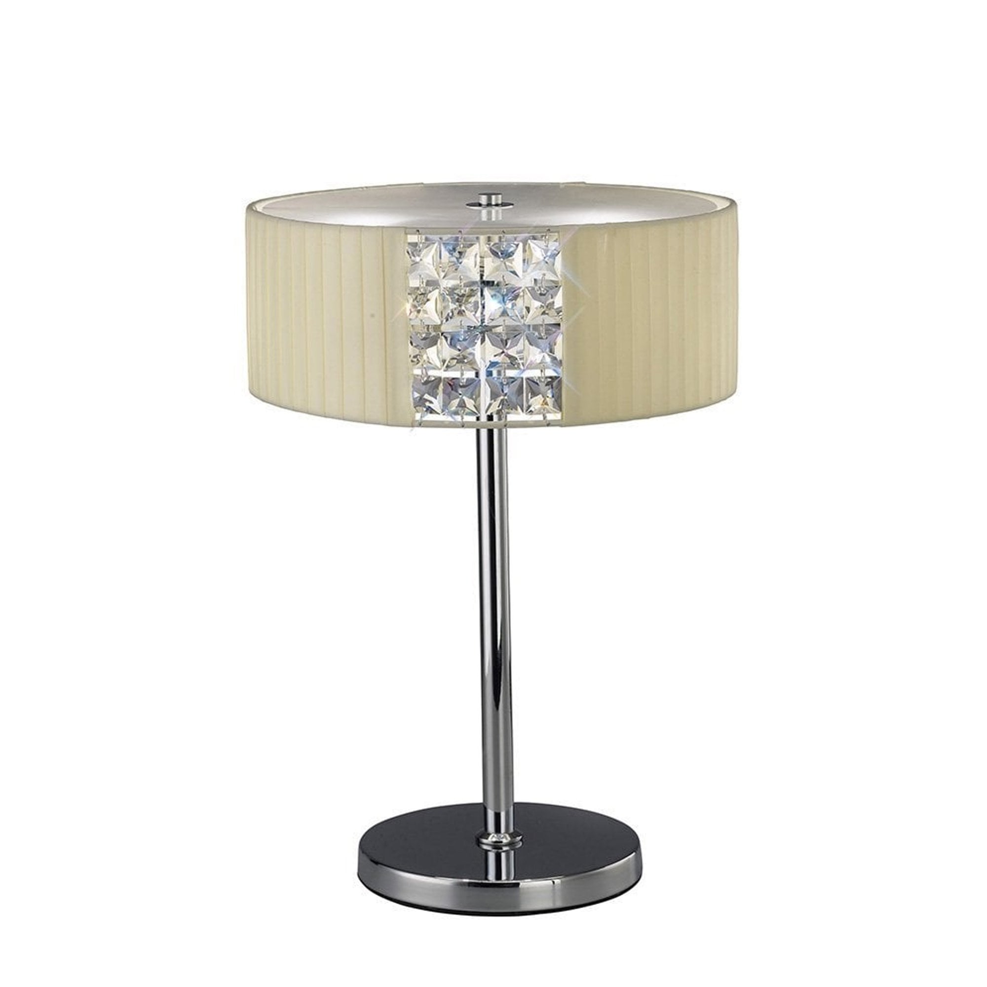 Diyas IL31170/CR Evelyn Table Lamp Round With Cream Shade 2 Light Polished Chrome/Crystal