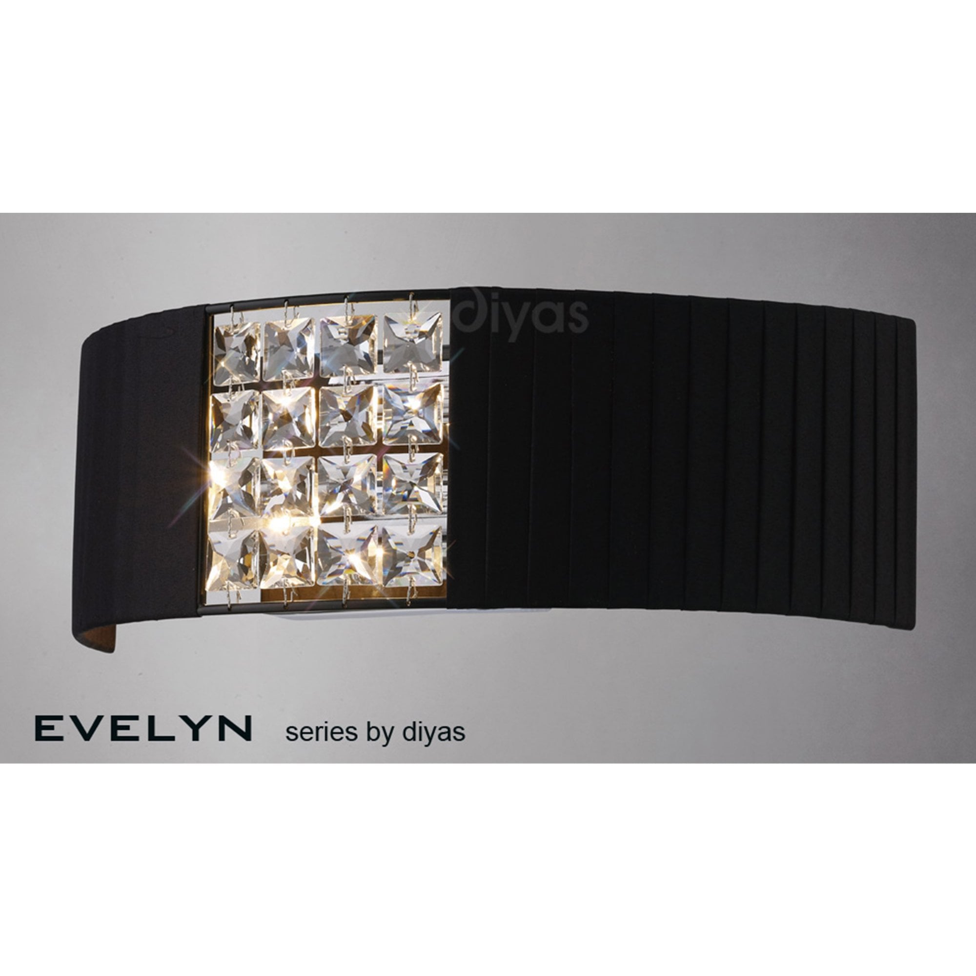 Diyas IL31171/BL Evelyn Wall Light With Black Shade 2 Light Polished Chrome/Crystal