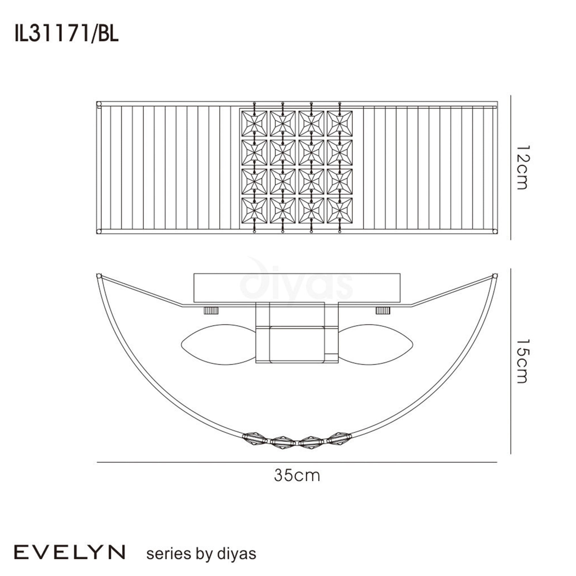 Diyas IL31171/BL Evelyn Wall Light With Black Shade 2 Light Polished Chrome/Crystal