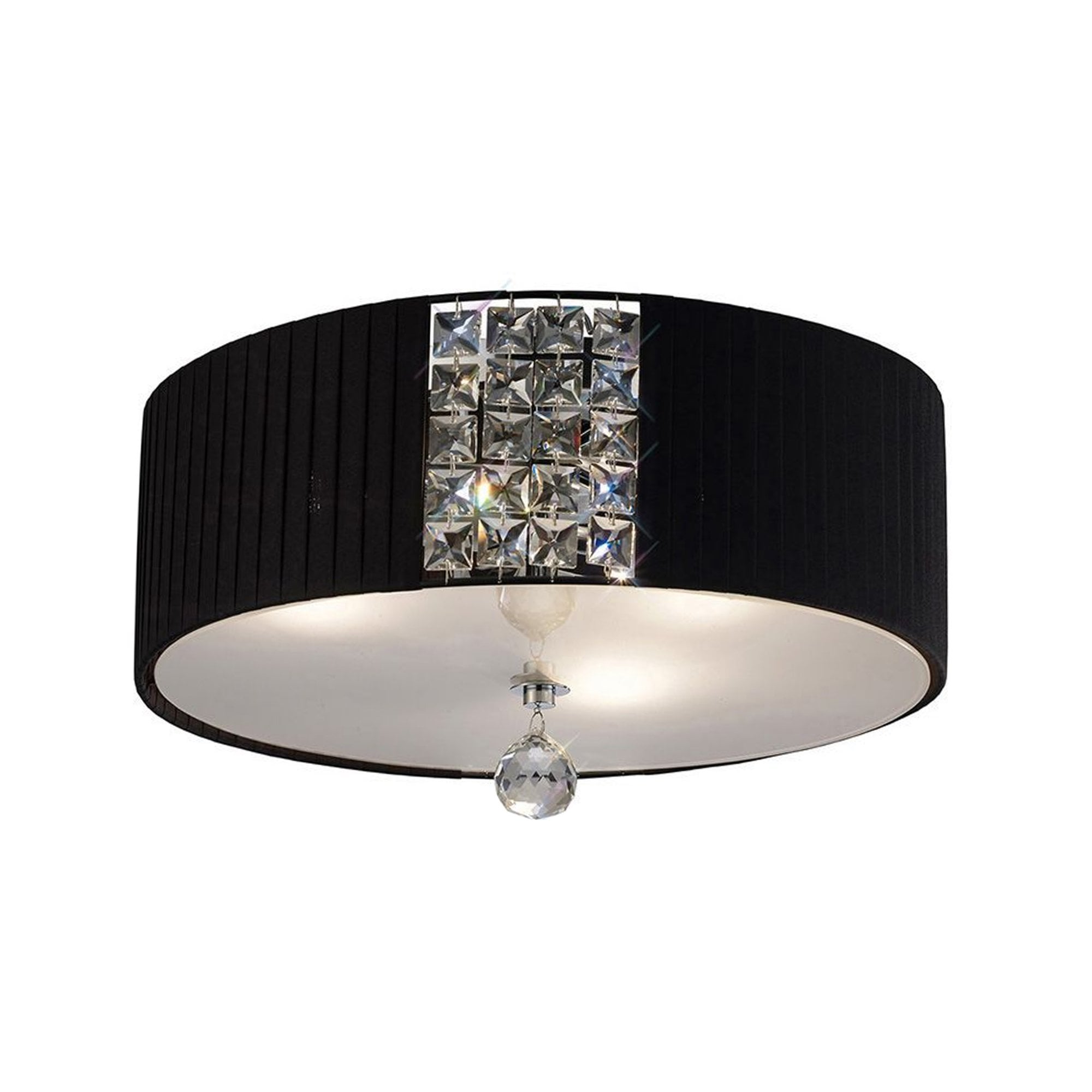 Diyas IL31172/BL Evelyn Ceiling Round With Black Shade 3 Light Polished Chrome/Crystal
