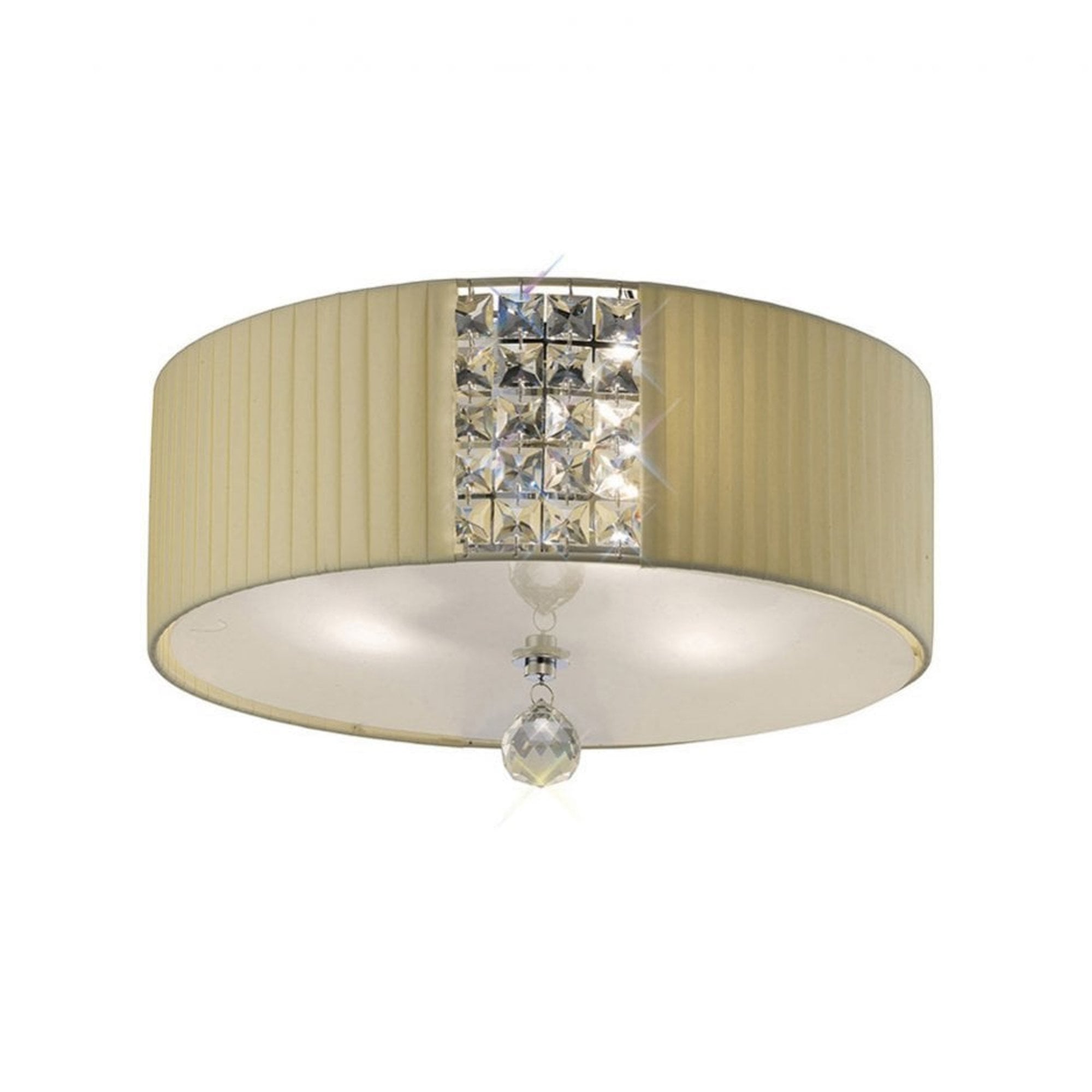 Diyas IL31172/CR Evelyn Ceiling Round With Cream Shade 3 Light Polished Chrome/Crystal