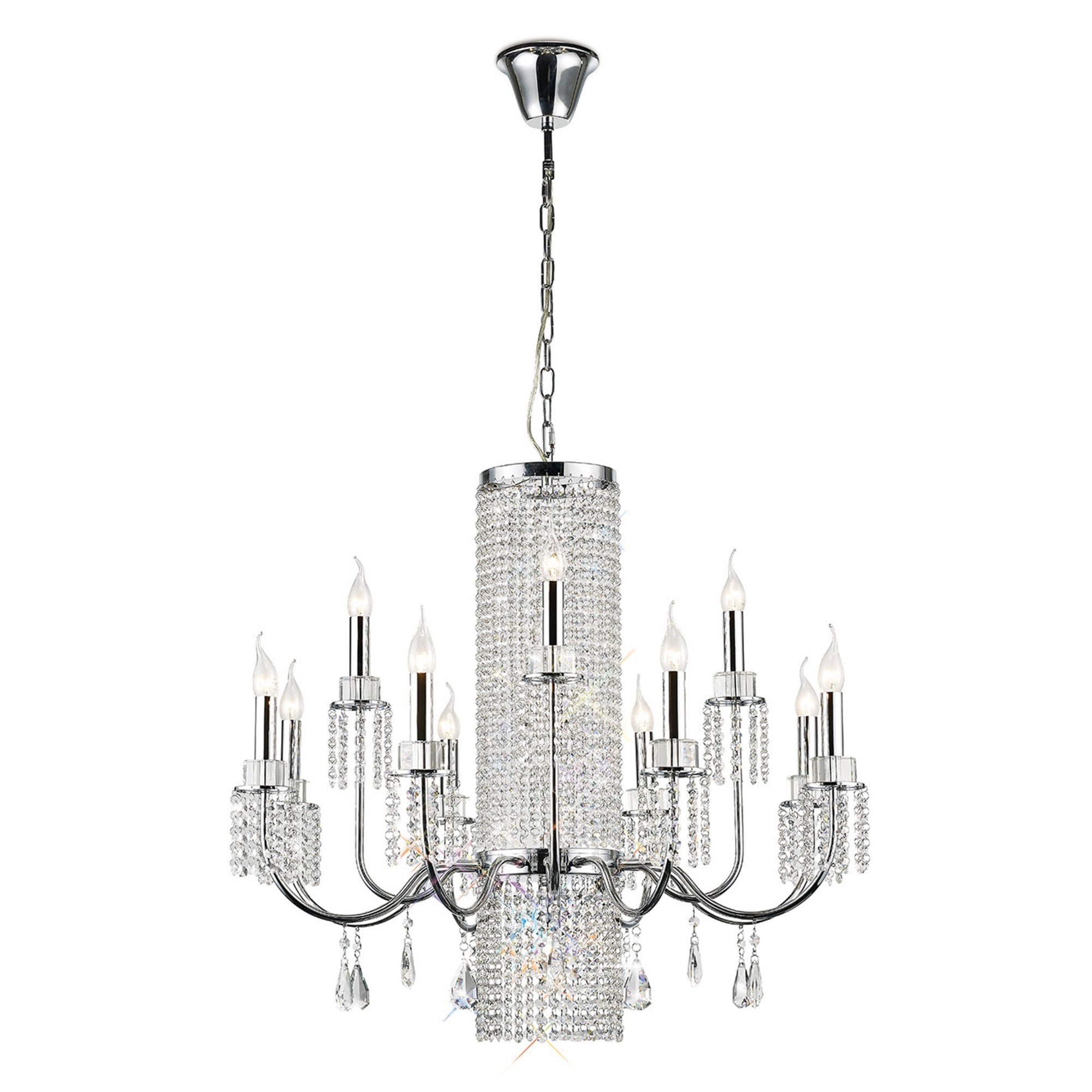 Diyas IL31544 Emily Pendant 8+4 Light Polished Chrome/Crystal