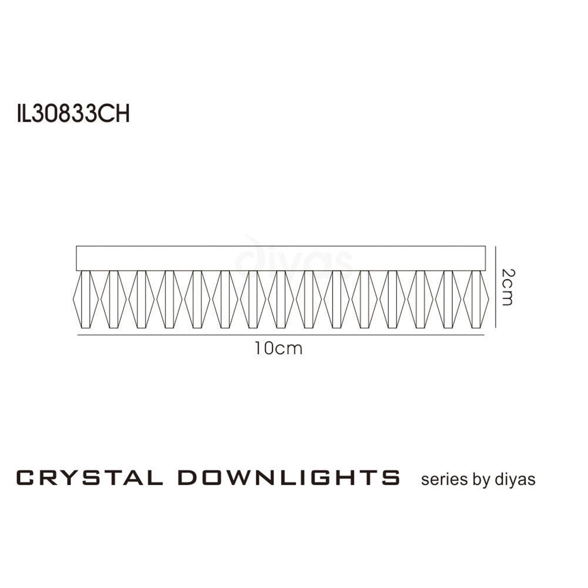 Diyas IL30833CH Crystal Downlight Round With Square Crystals Perimeter Rim 10cm - Shade Only