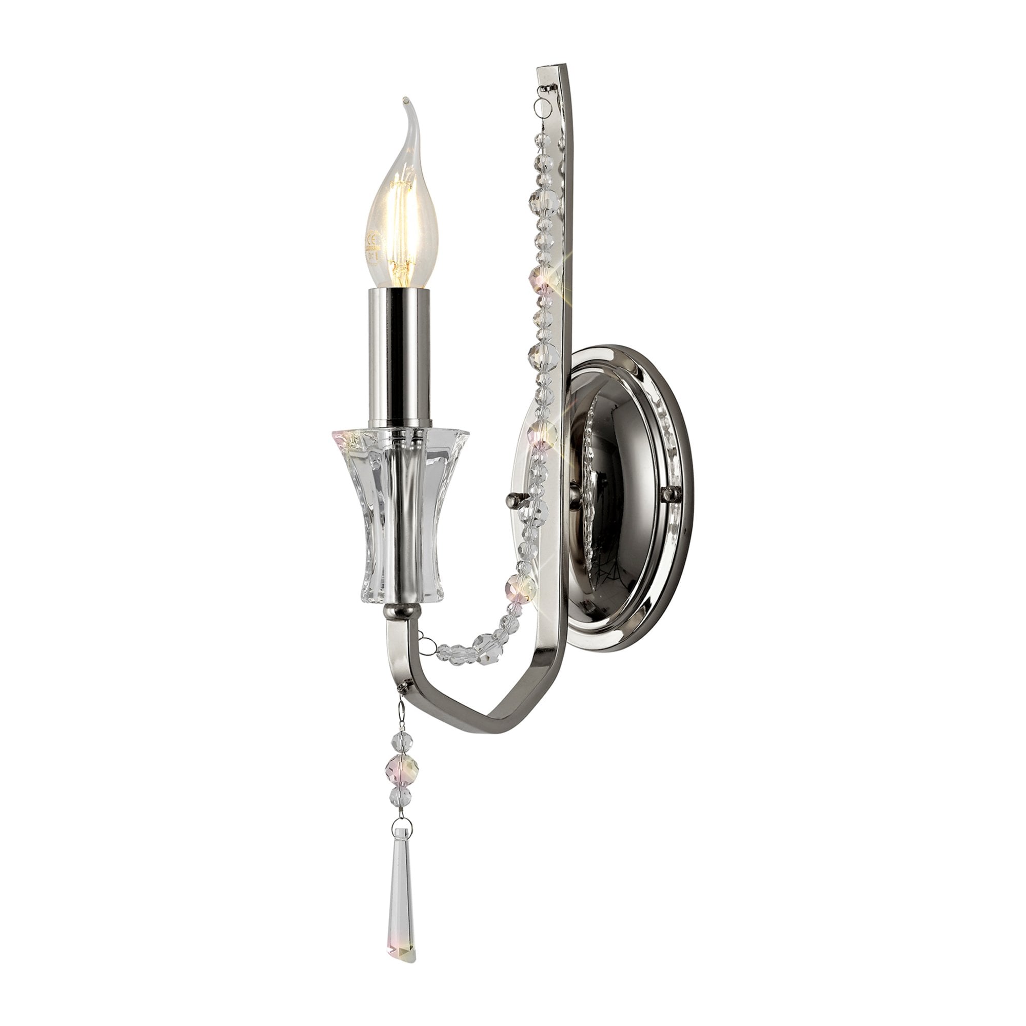 Diyas Armand Wall Lamp Single Light E14  - Polished Chrome/Crystal