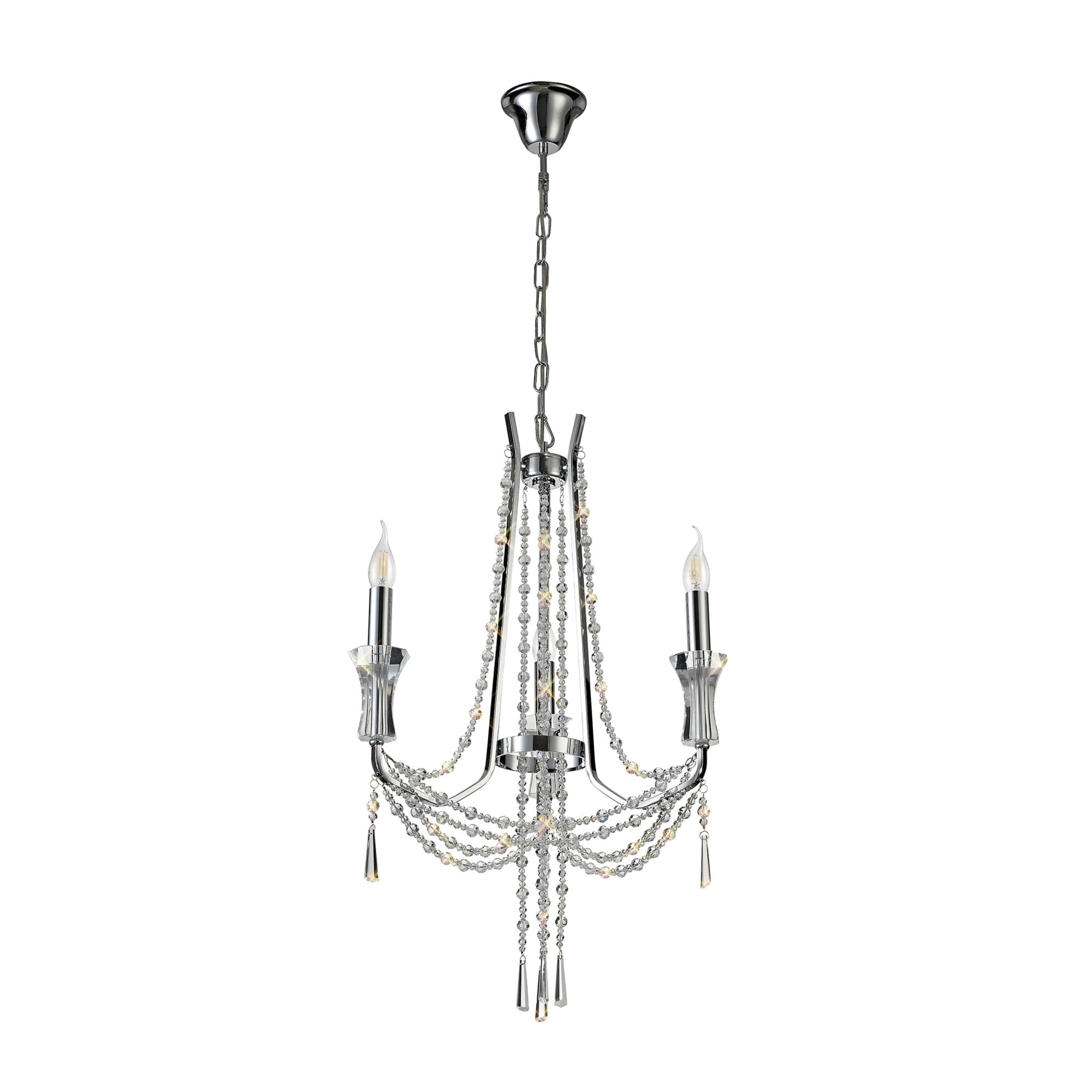 Diyas Armand Pendant 3 Light E14 - Polished Chrome/Crystal