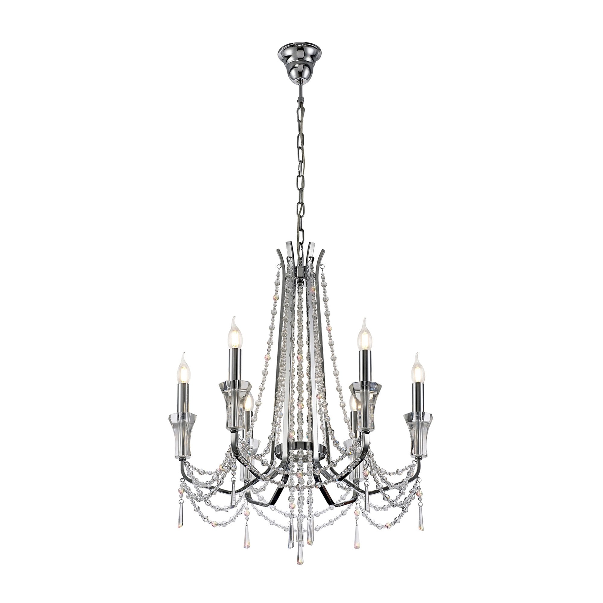 Diyas Armand Pendant 6 Light E14 - Polished Chrome/Crystal