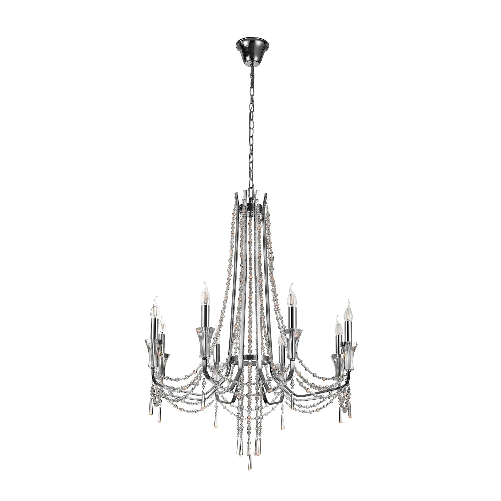 Diyas Armand Pendant 8 Light E14 - Polished Chrome/Crystal