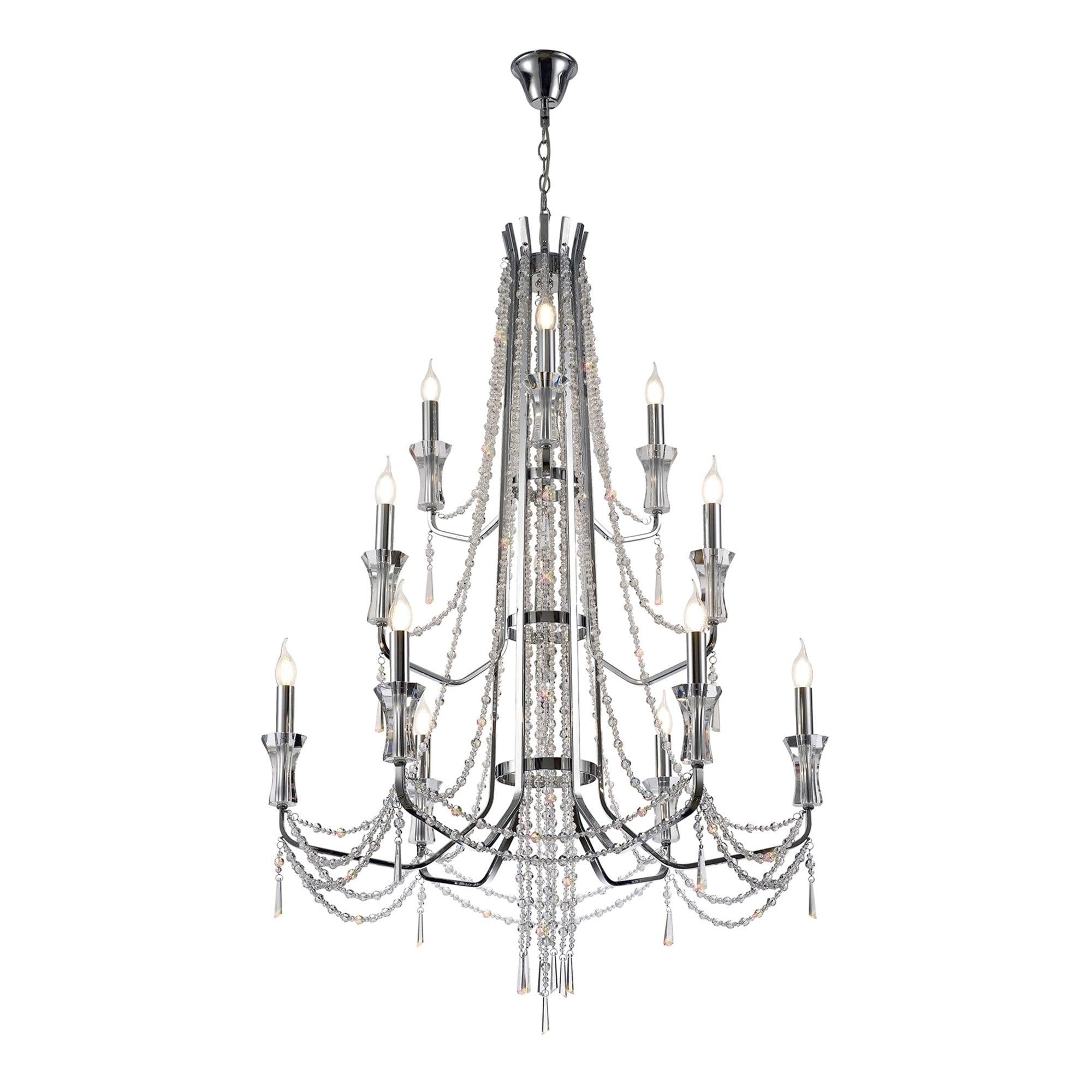 Diyas Armand Pendant 6+3+3 Light E14 - Polished Chrome/Crystal