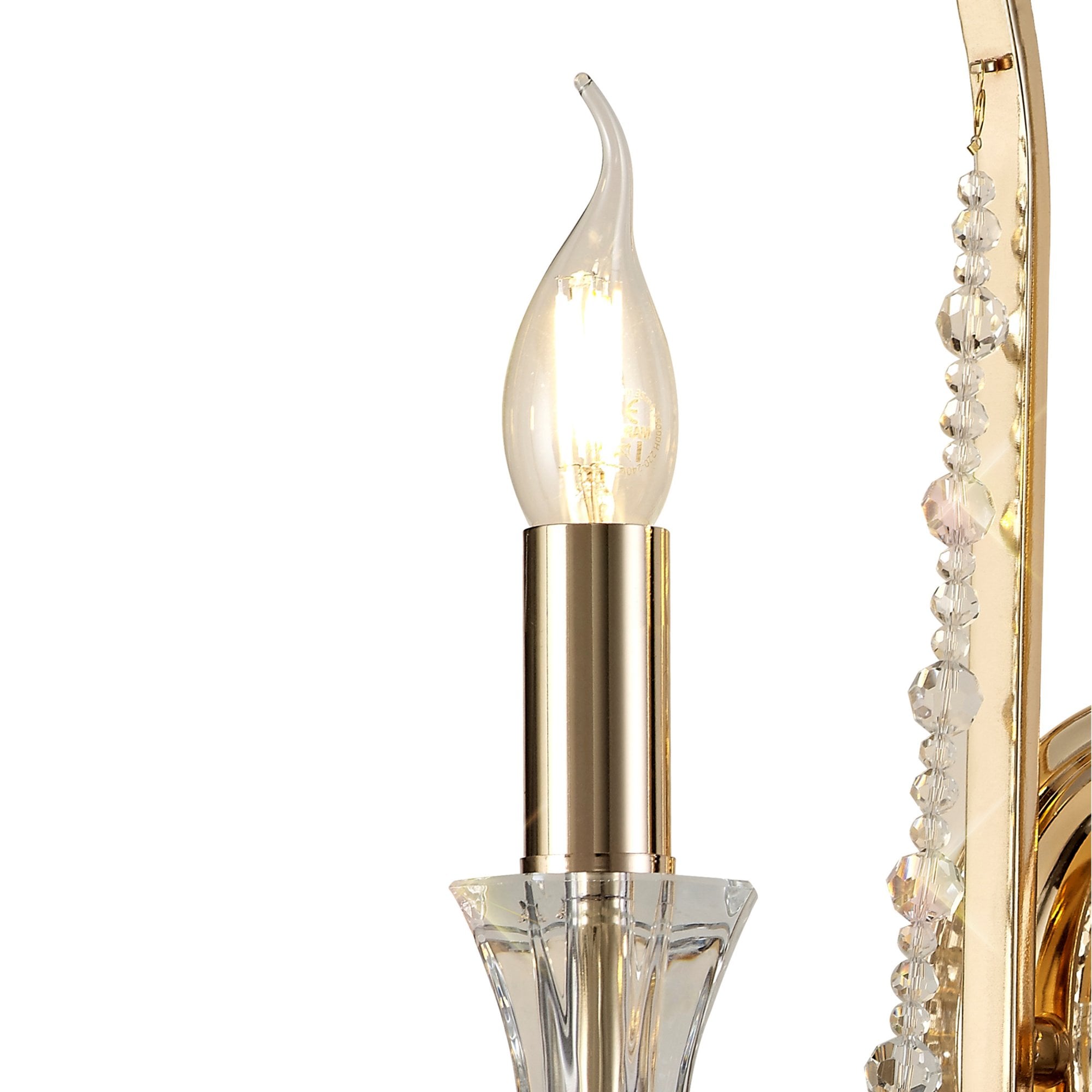 Diyas Armand Wall Lamp 2 Light E14 - French Gold/Crystal
