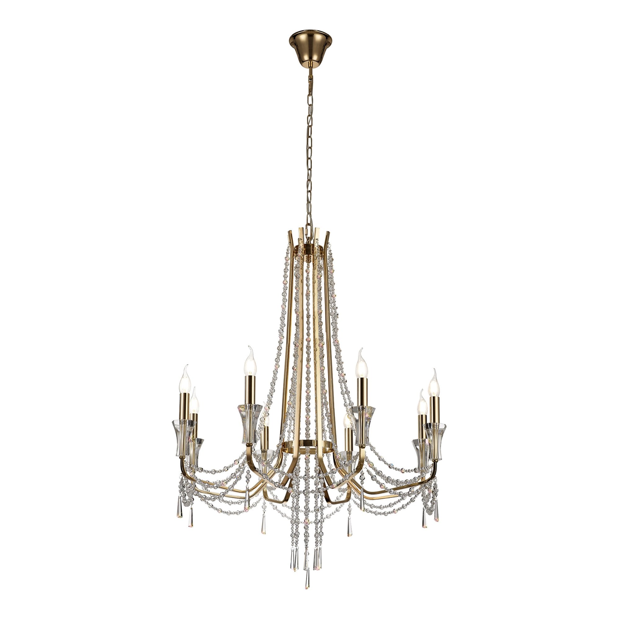 Diyas Armand Pendant 8 Light E14 - French Gold/Crystal