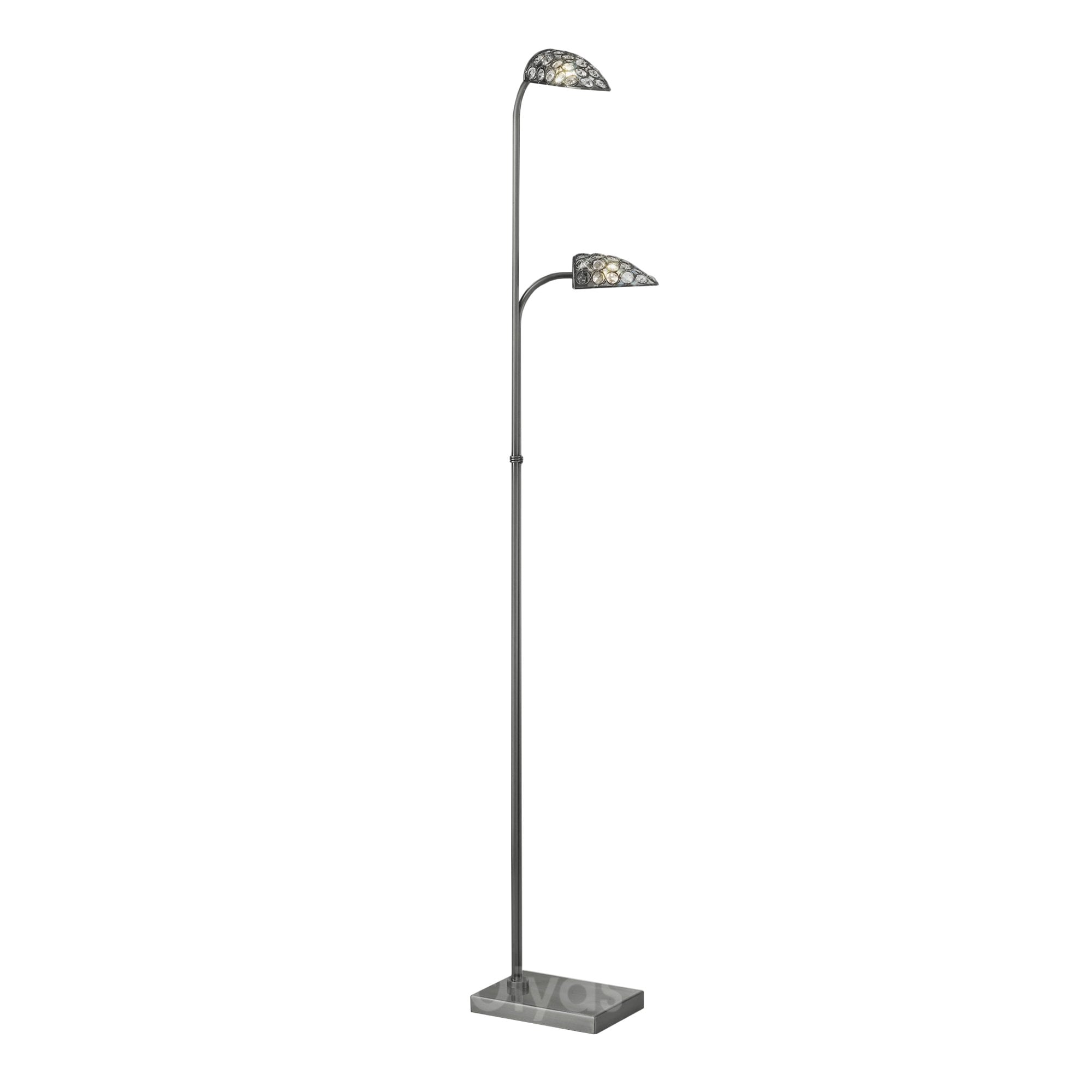 Diyas Ashton Floor Lamp 2 Light G9 - Satin Nickel/Crystal