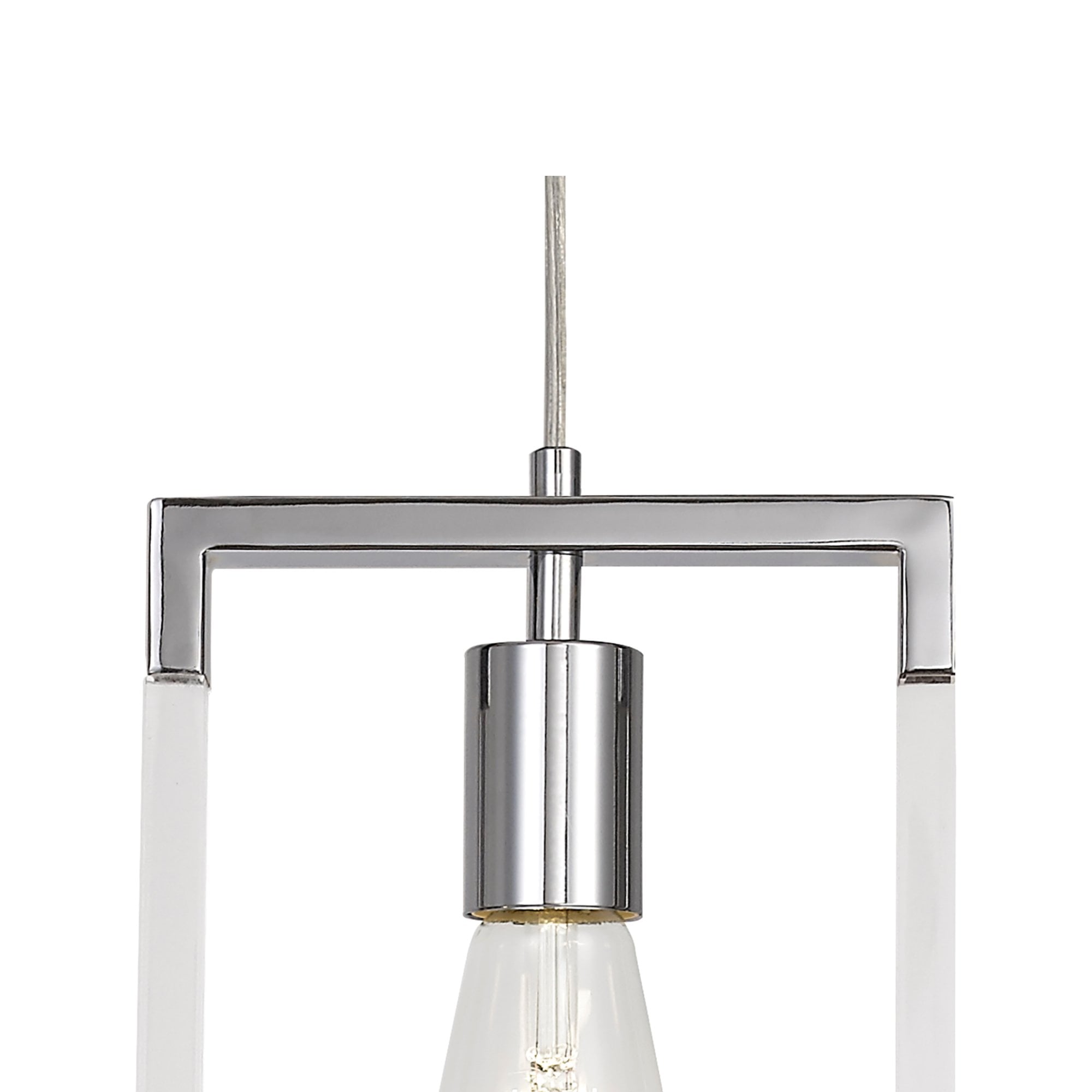 Diyas Canto Single Rectangle Pendant Single Light E27 - Polished Nickel/Acrylic