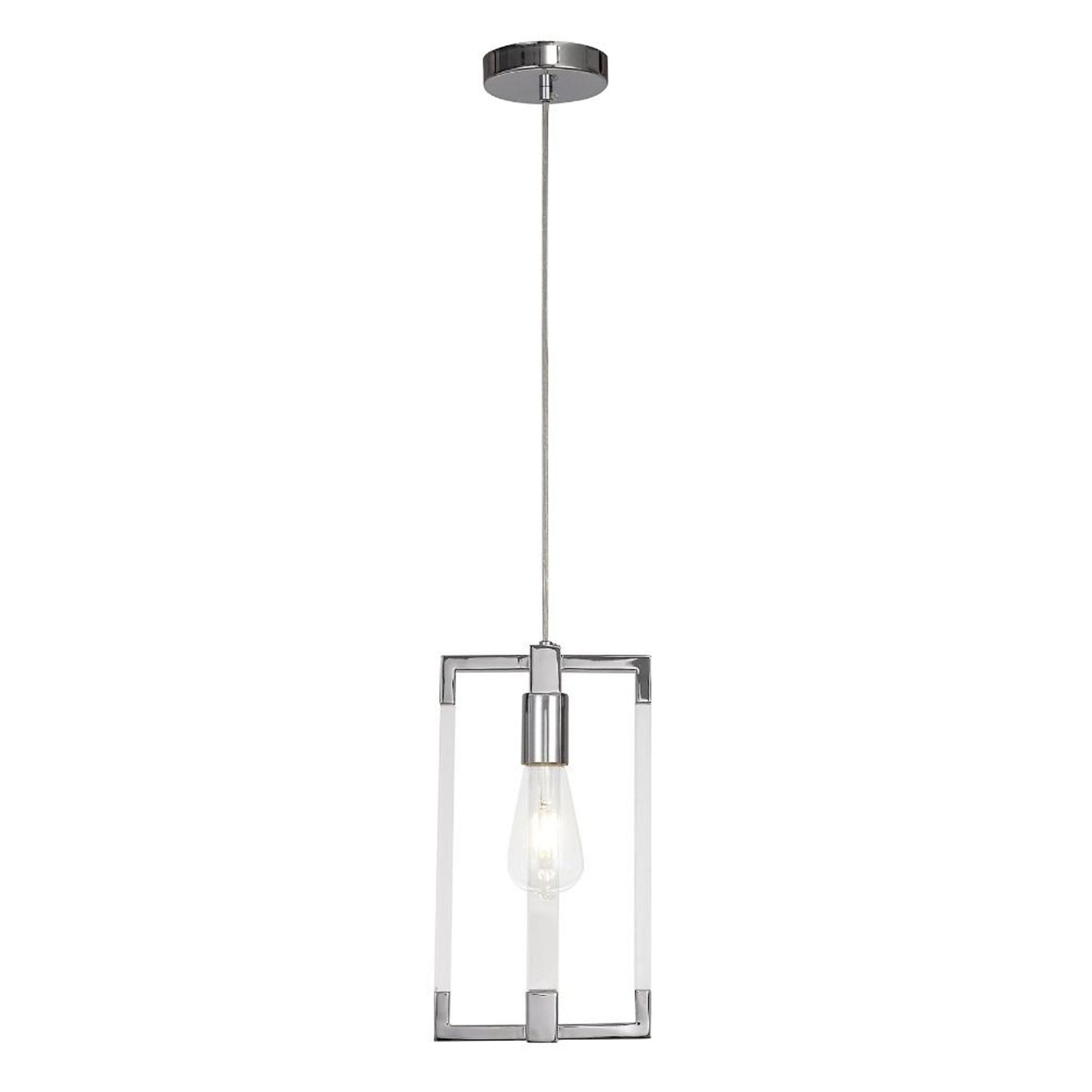 Diyas Canto Double Rectangle Pendant Single Light E27 - Polished Nickel/Acrylic