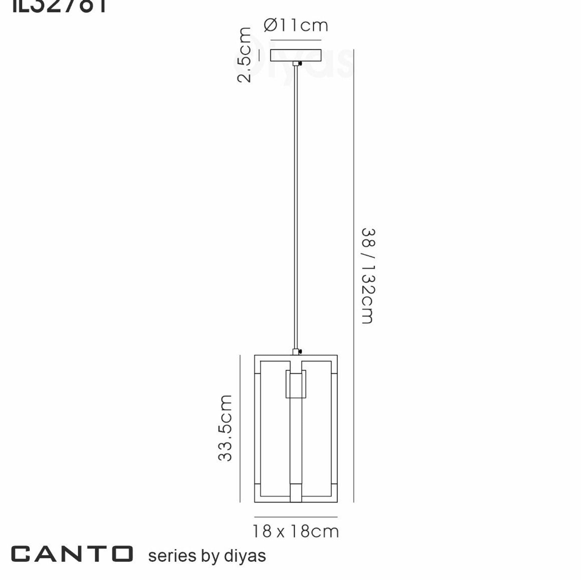 Diyas Canto Double Rectangle Pendant Single Light E27 - Polished Nickel/Acrylic