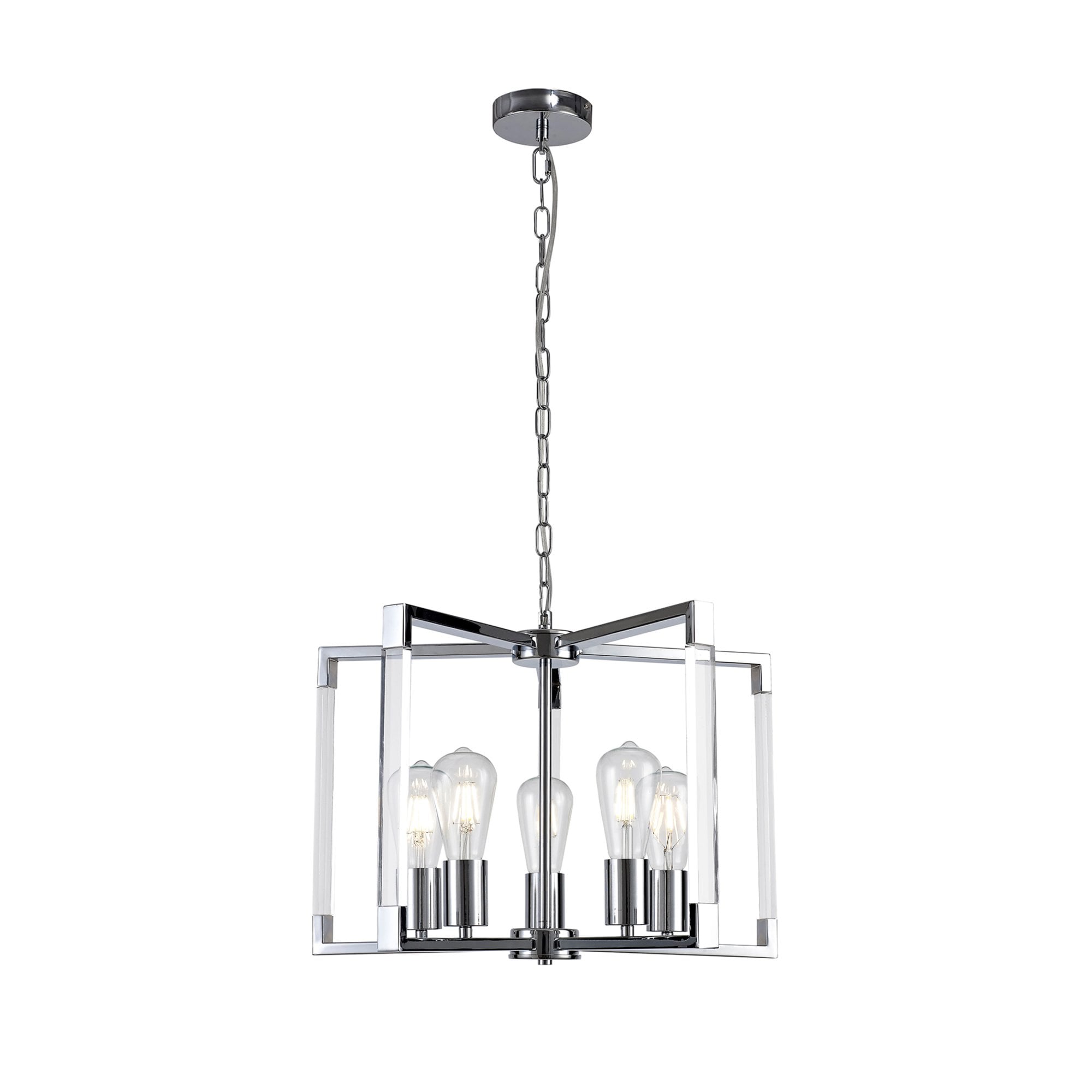 Diyas Canto Round Pendant 5 Light E27 - Polished Nickel/Acrylic